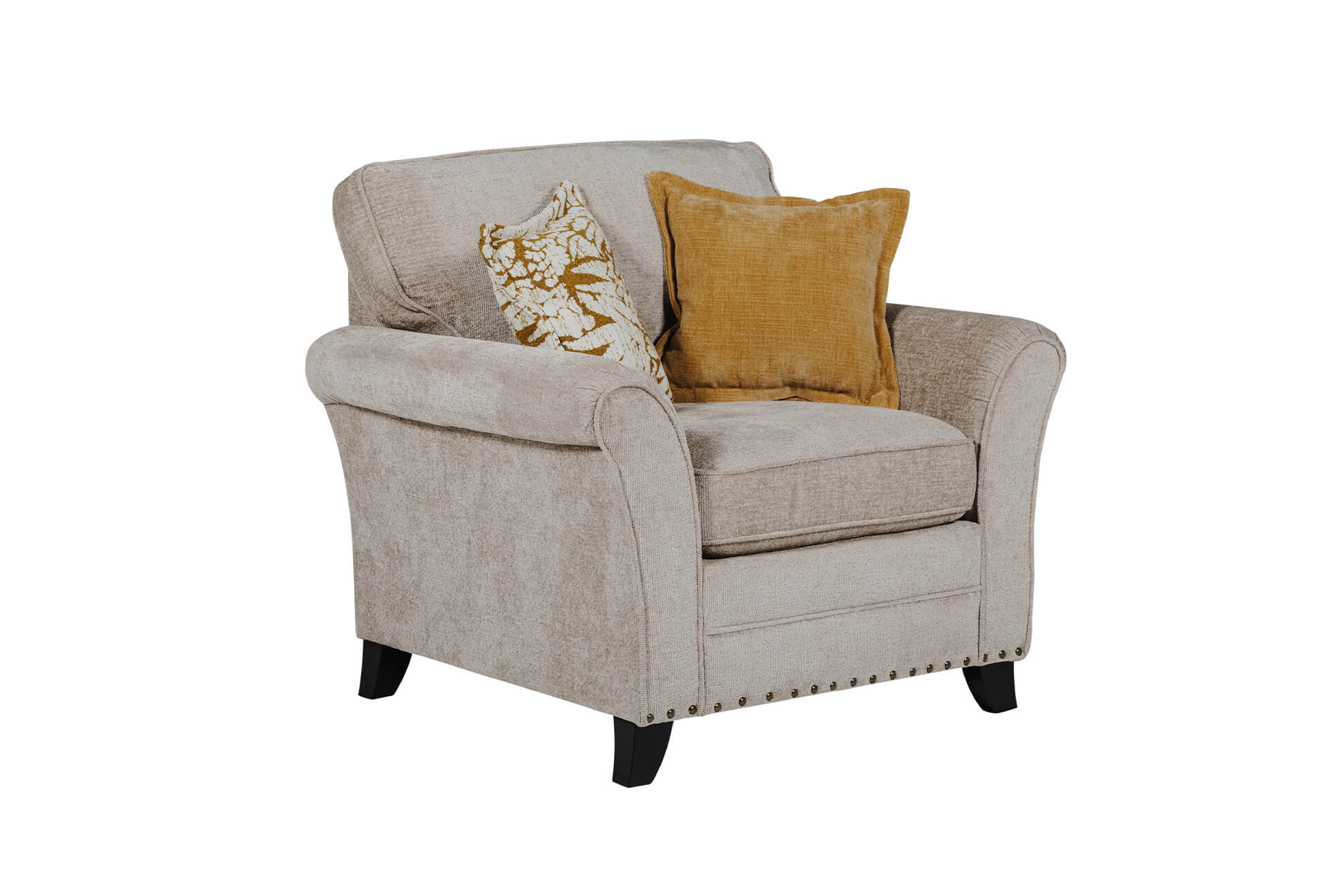 Pippa 1 Seater Sofa – Mink Upholstered with Scatter Cushions