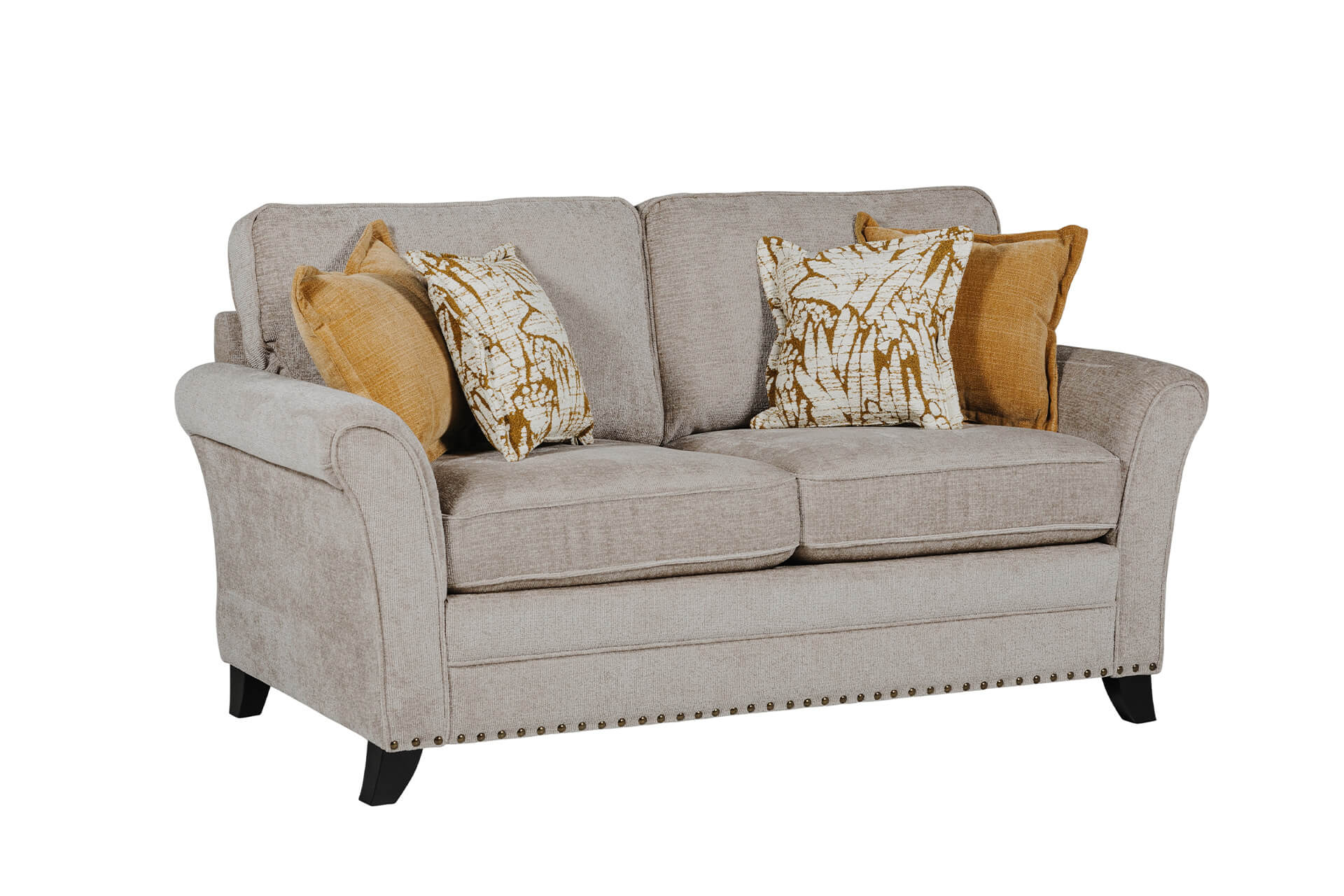Pippa 2 Seater Sofa – Mink Upholstered with Scatter Cushions