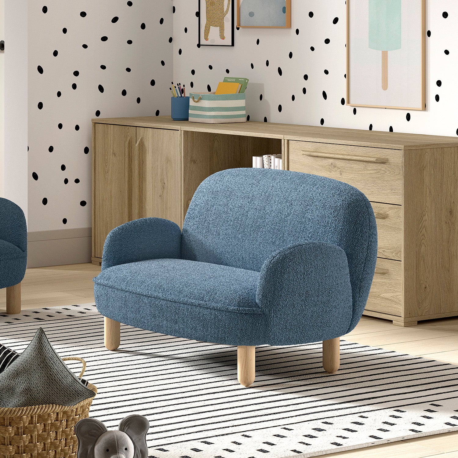 Rocky Sofa Double Mini Bouclé Davis Blue