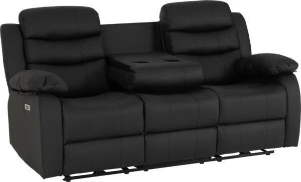 Roma 3+2 Electric Recliner Suite Black Faux Leather - image 4