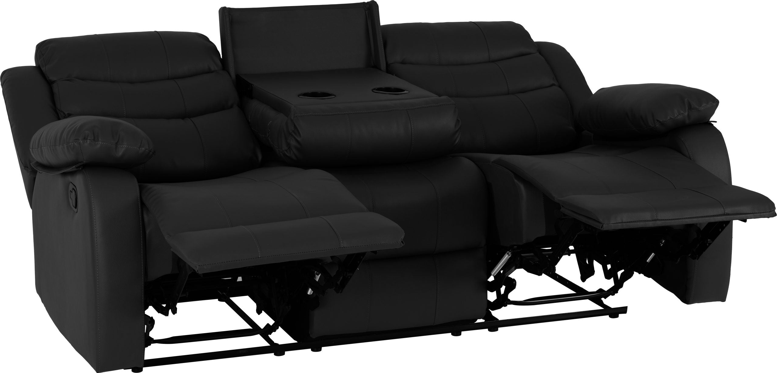 Roma 3+2 Recliner Suite Black Faux Leather