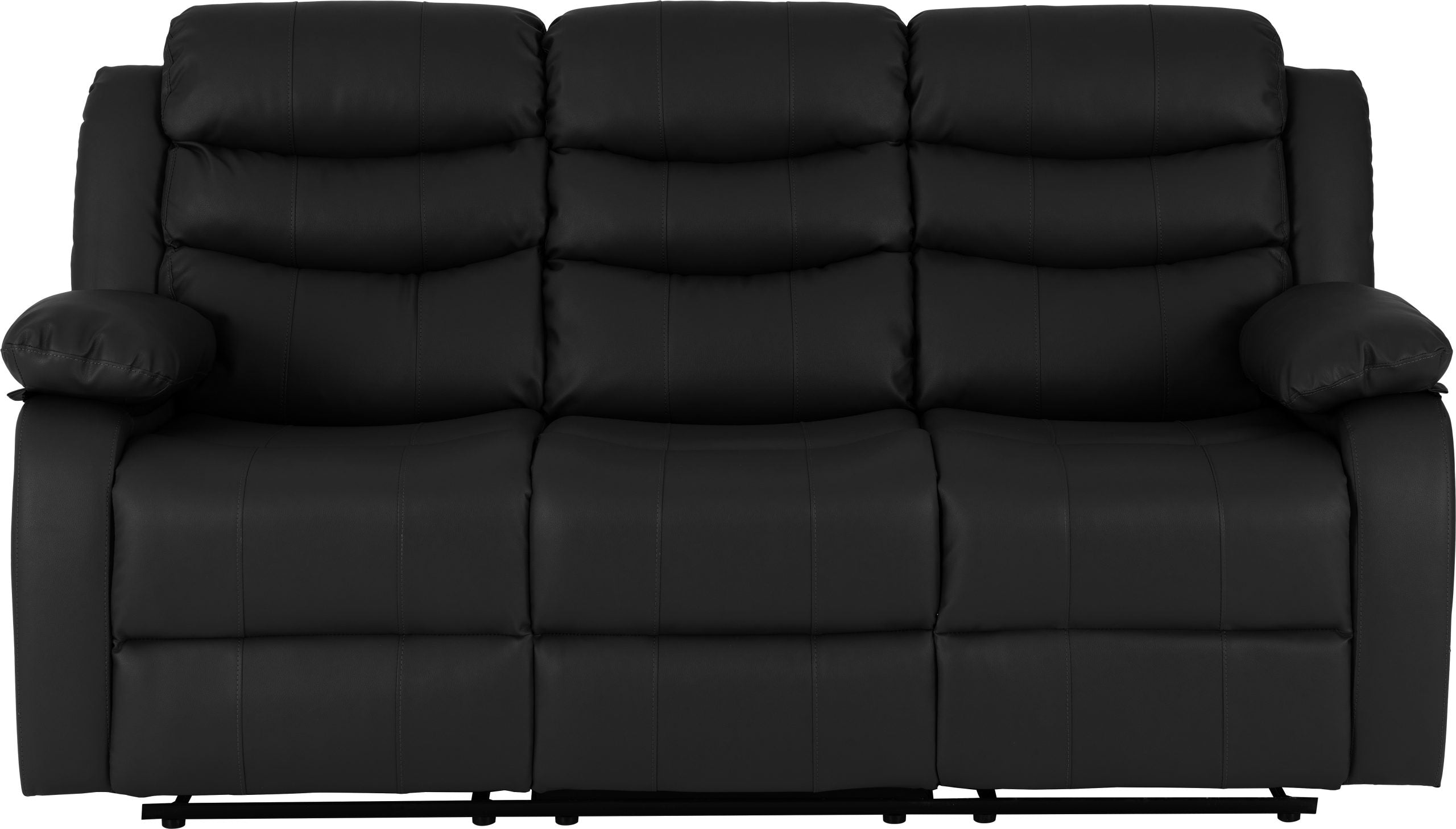 Roma 3+2 Recliner Suite Black Faux Leather