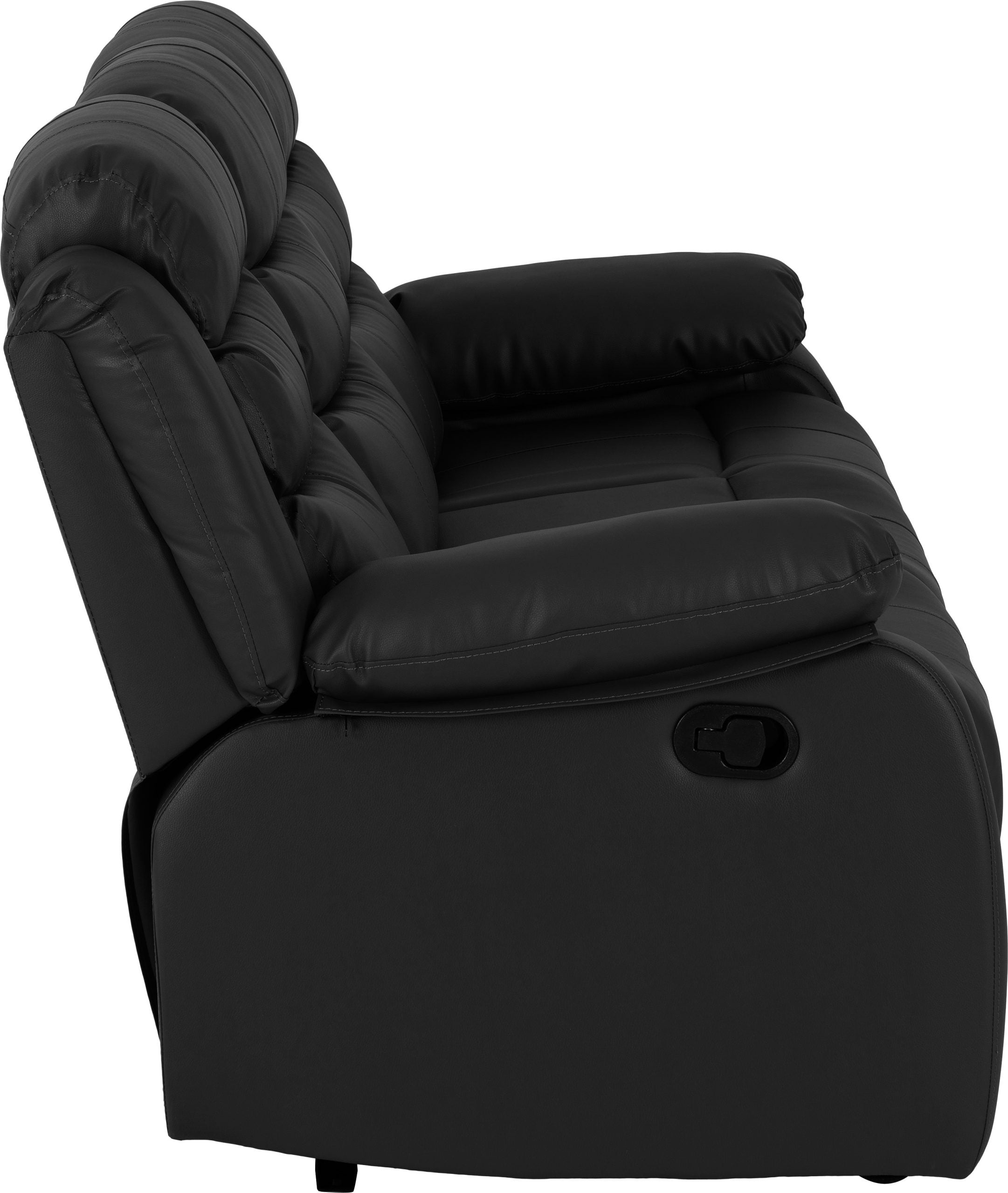 Roma 3+2 Recliner Suite Black Faux Leather