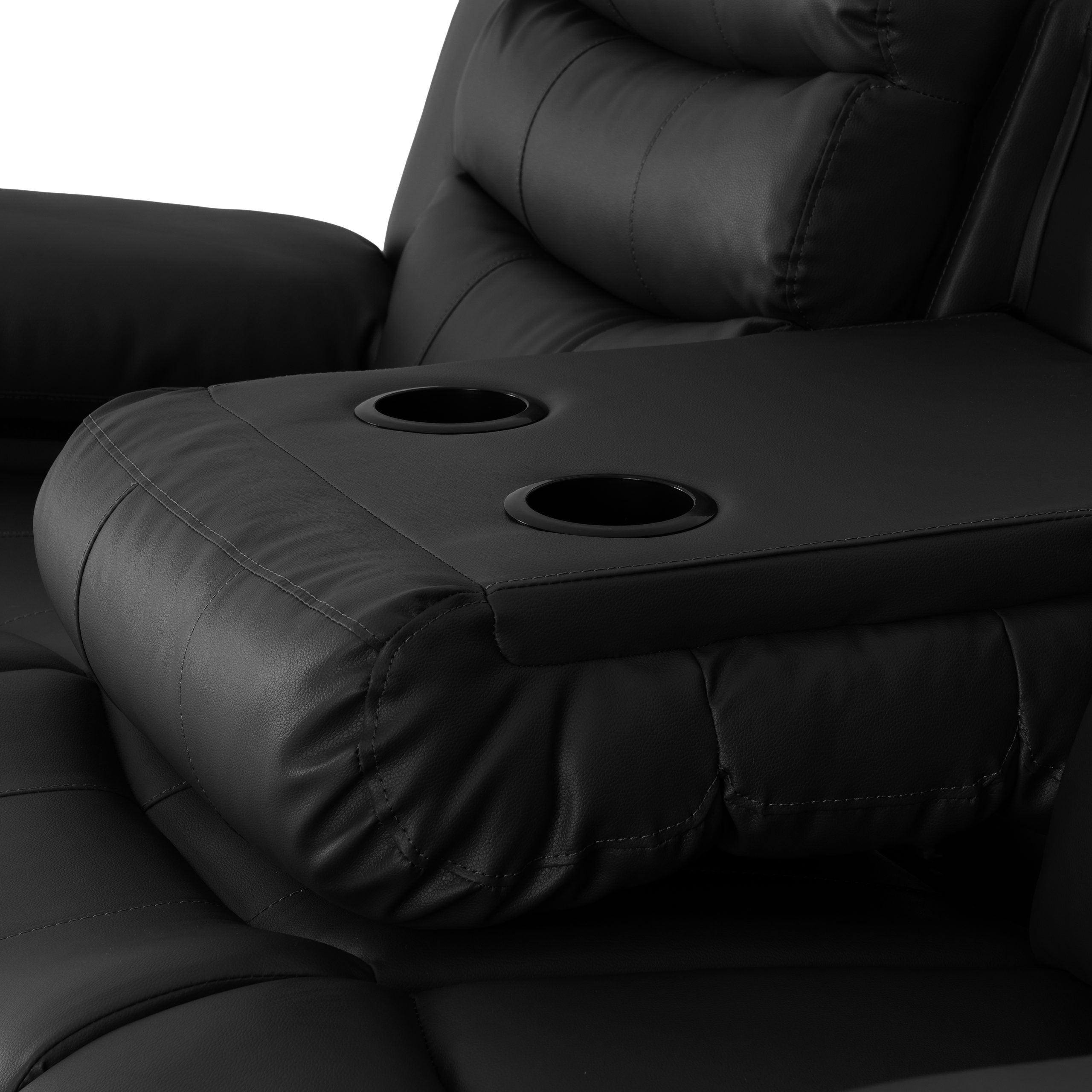 Roma 3+2 Recliner Suite Black Faux Leather