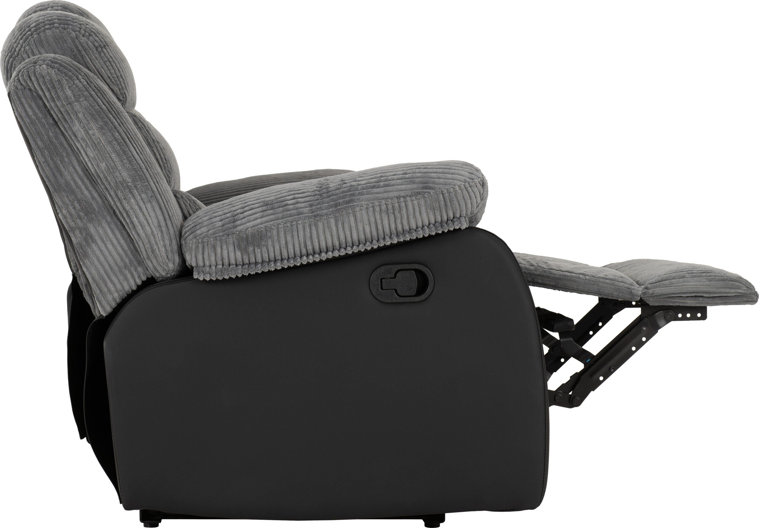 Roma 3+2 Recliner Suite Grey Cord Fabric/Black Faux Leather