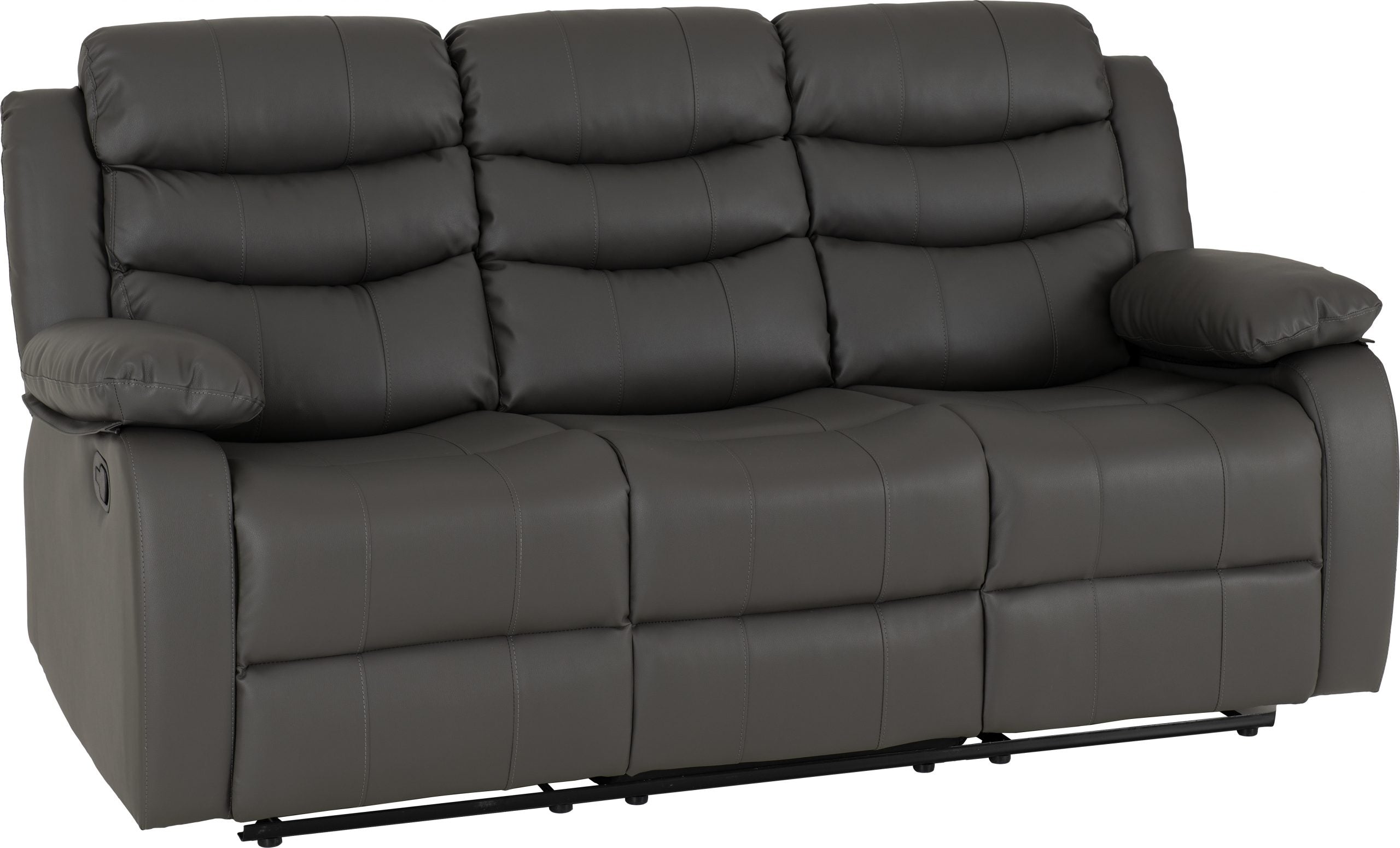 Roma 3 Seater Recliner Sofa Grey Faux Leather