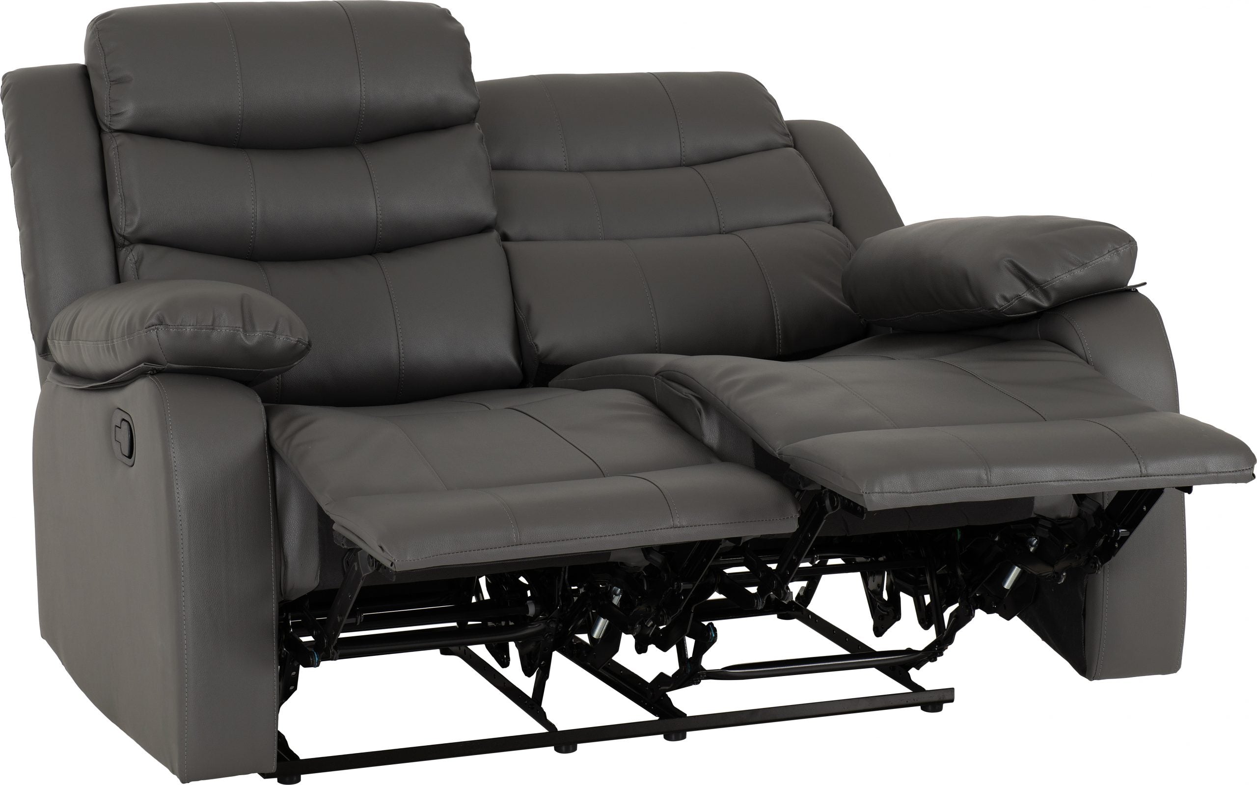 Roma 2 Seater Recliner Sofa Grey Faux Leather - image 4