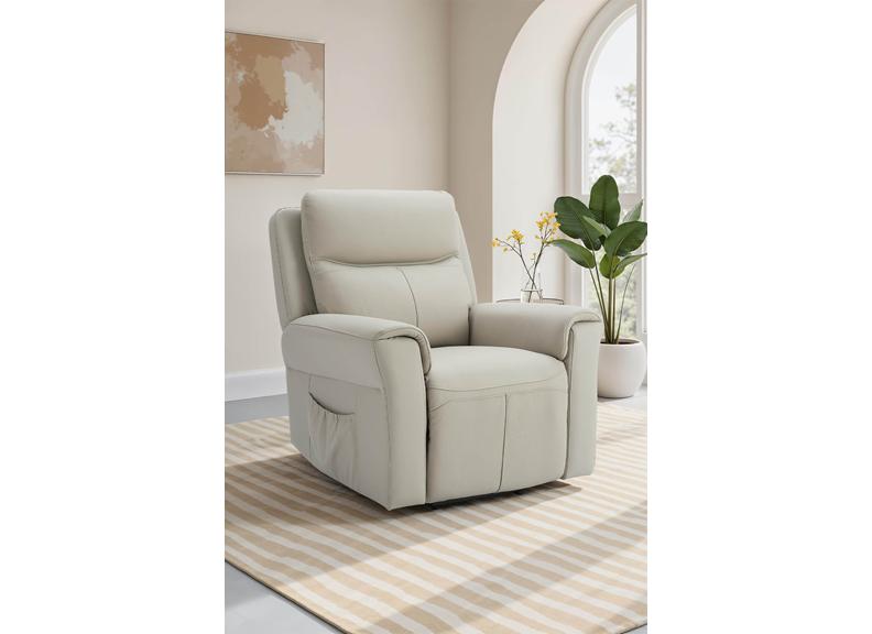 Russo Lift and Rise Chair – Stone Upholstered with Electric Dual Motor