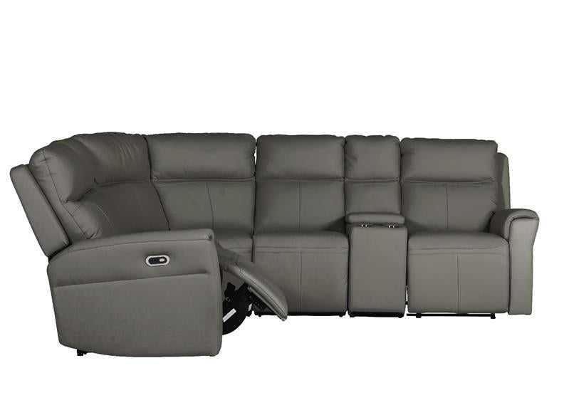 Russo Corner Group Electric Reclining Sofa – Ash Leather With USB Ports (4pcs)