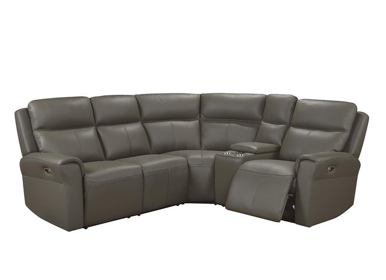Russo Corner Group Electric Reclining Sofa – Ash Leather With USB Ports (4pcs)