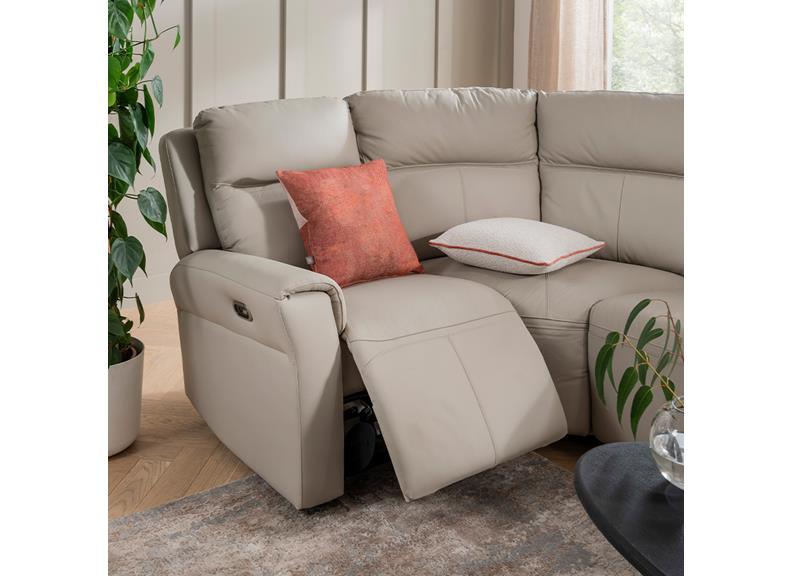 Russo Corner Group Electric Reclining Sofa – Stone Leather With USB Ports (4pcs)