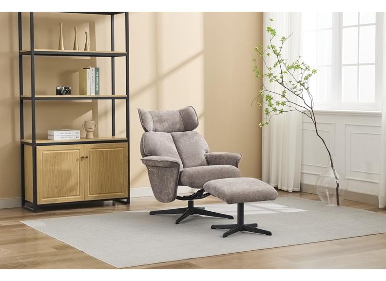 Reagan Fabric Swivel Chair & Footstool