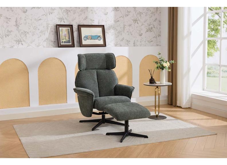 Reagan Fabric Swivel Chair & Footstool