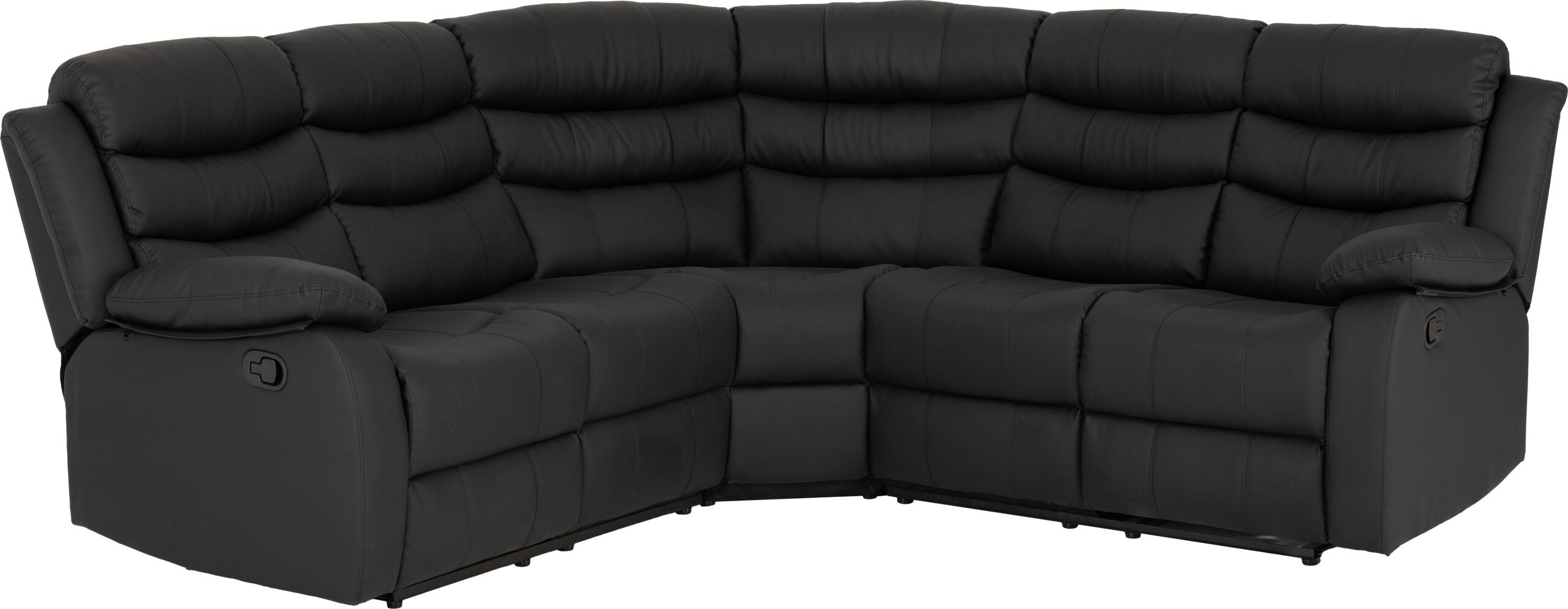 Roma Corner Recliner Sofa Black Faux Leather
