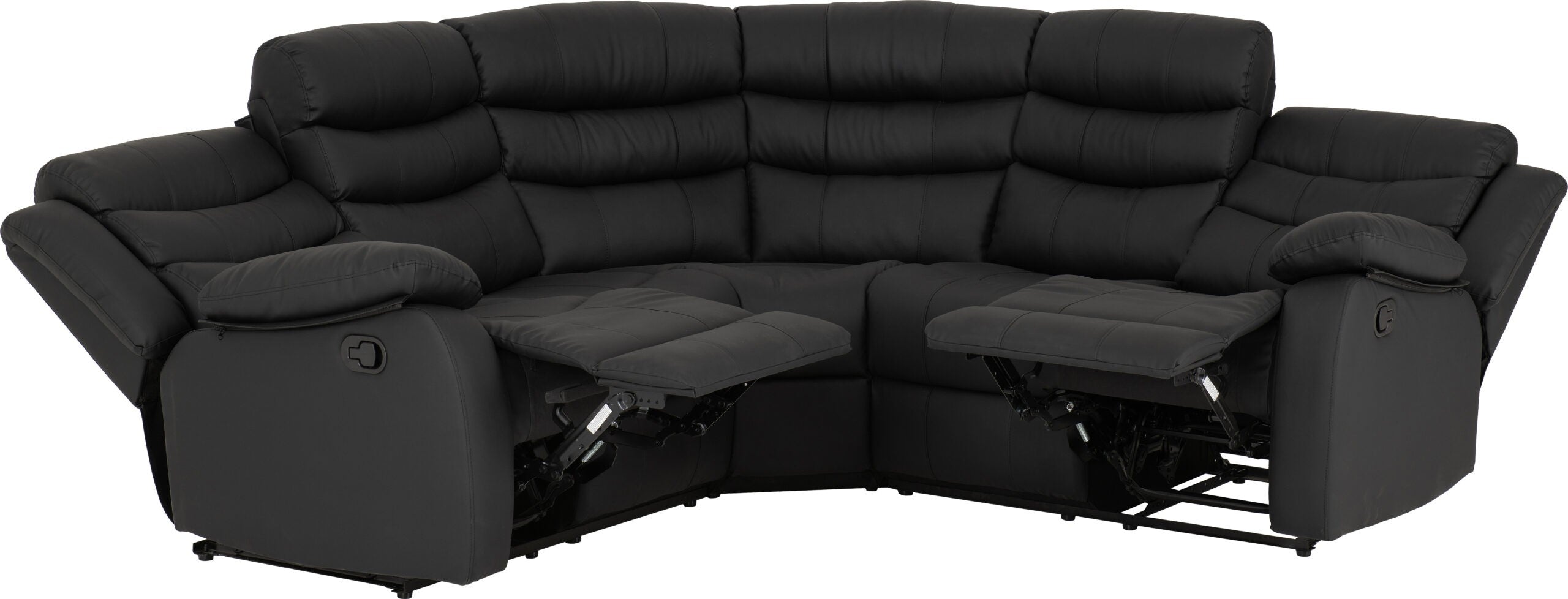 Roma Corner Recliner Sofa Black Faux Leather