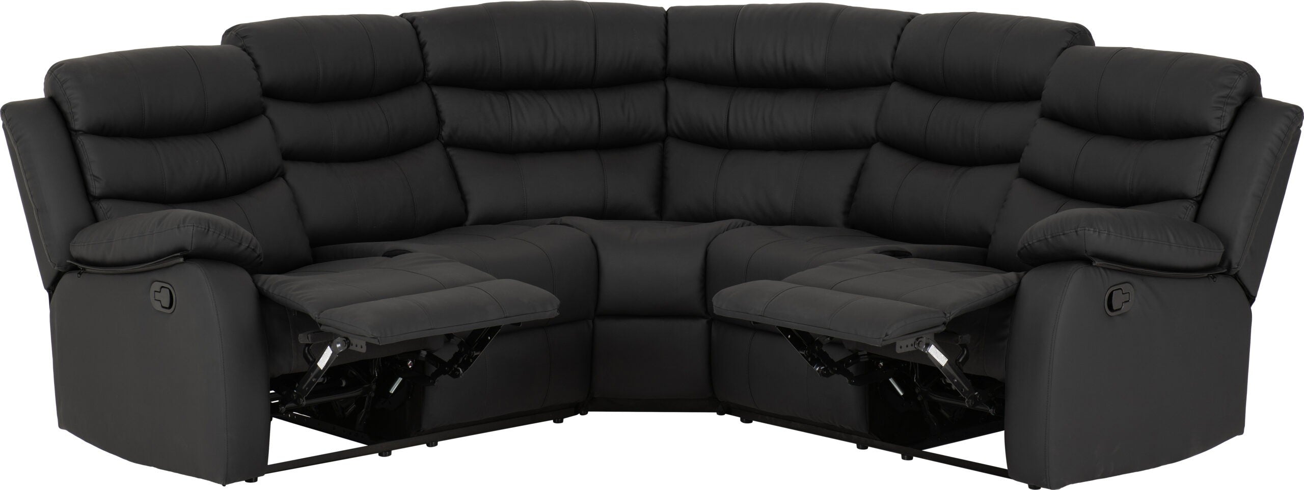 Roma Corner Recliner Sofa Black Faux Leather