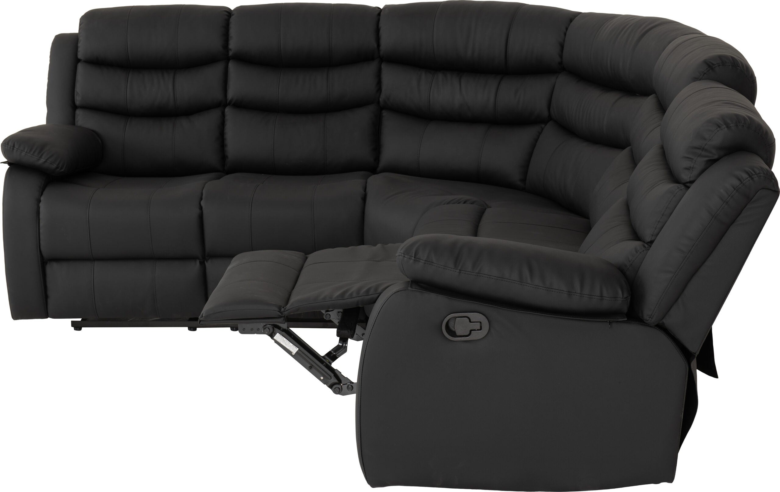 Roma Corner Recliner Sofa Black Faux Leather