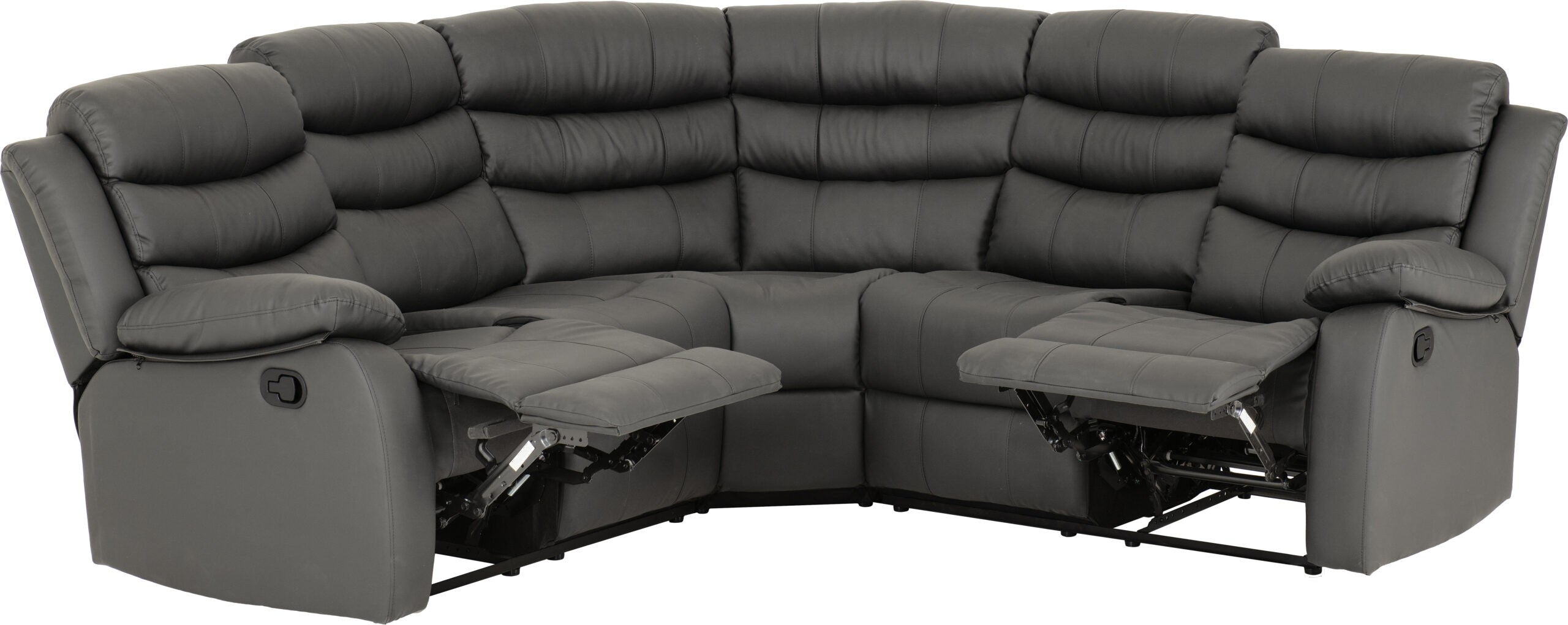 Roma Corner Recliner Sofa Grey Faux Leather