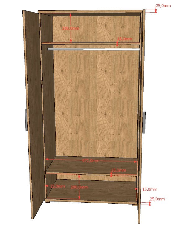 Sam 2 Door Wardrobe Oak