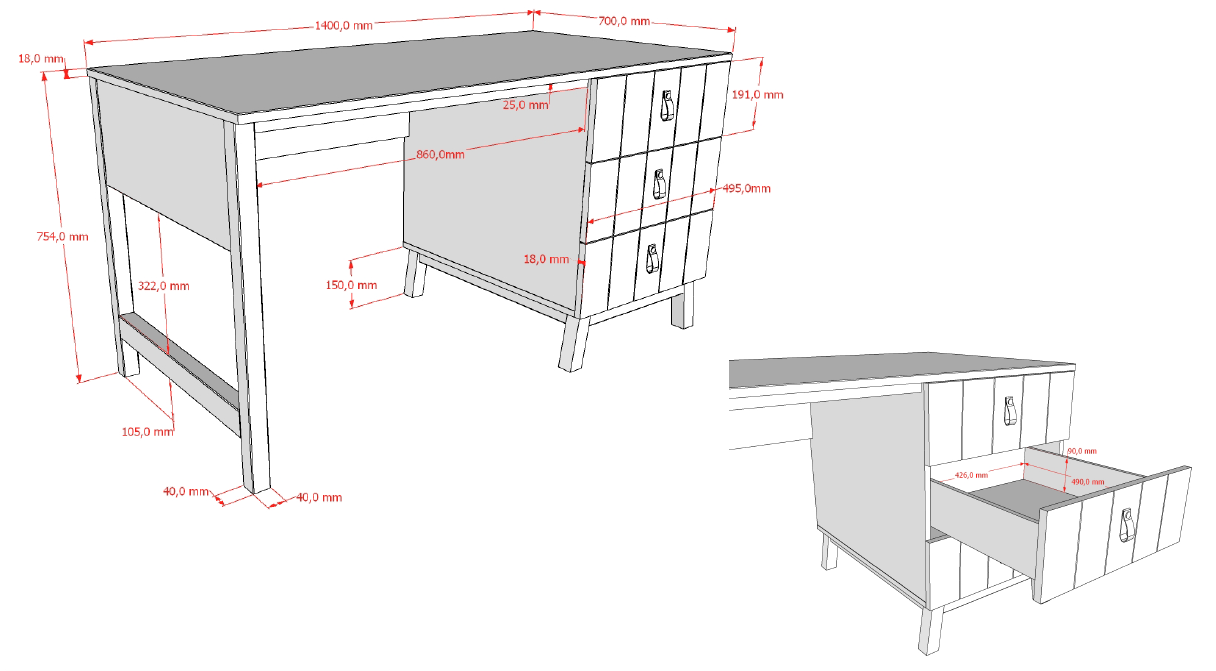 Sezane Desk Clay/Walnut