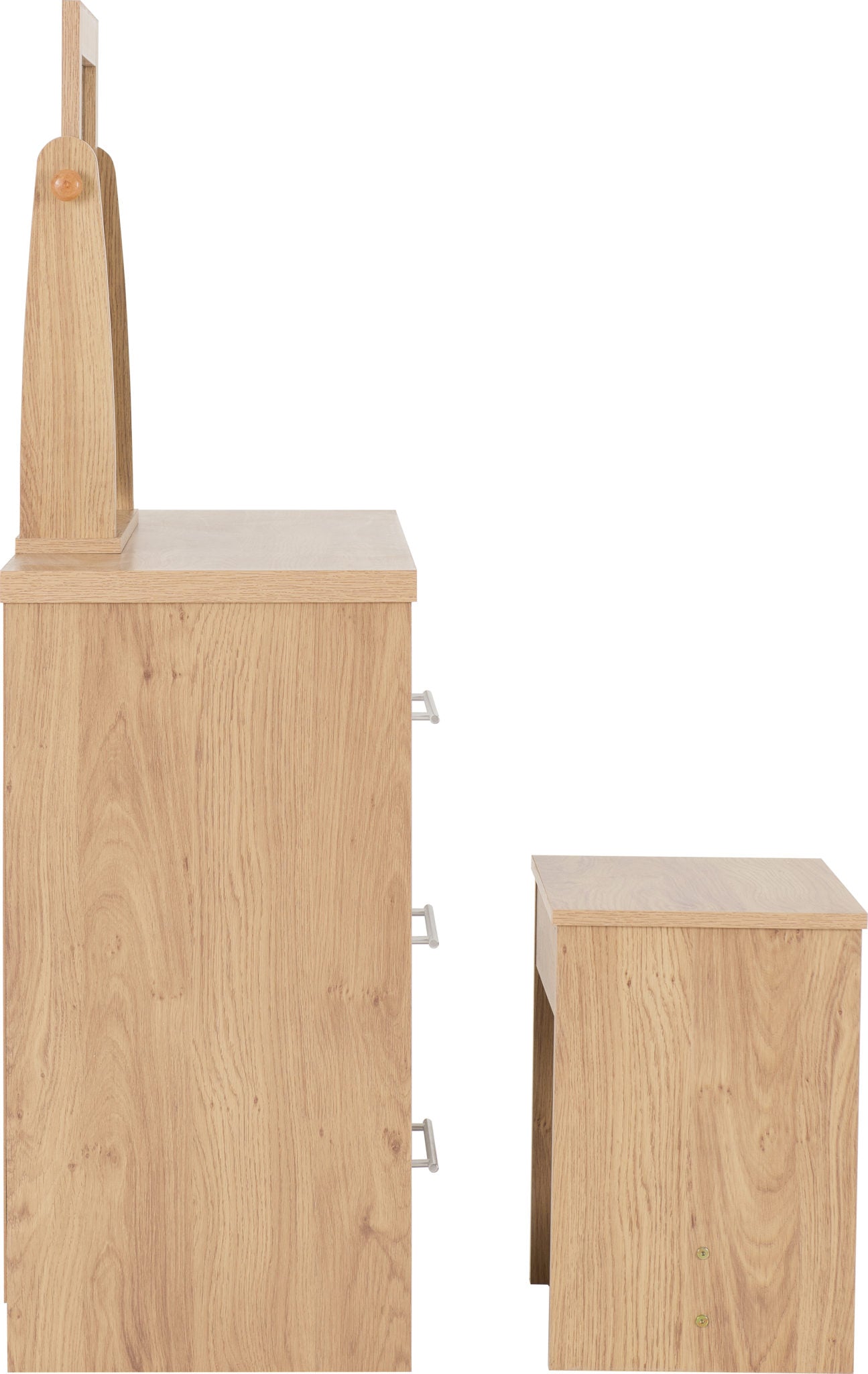Seville 3 Drawer Dressing Table Set Grey High Gloss/Light Oak Effect Veneer