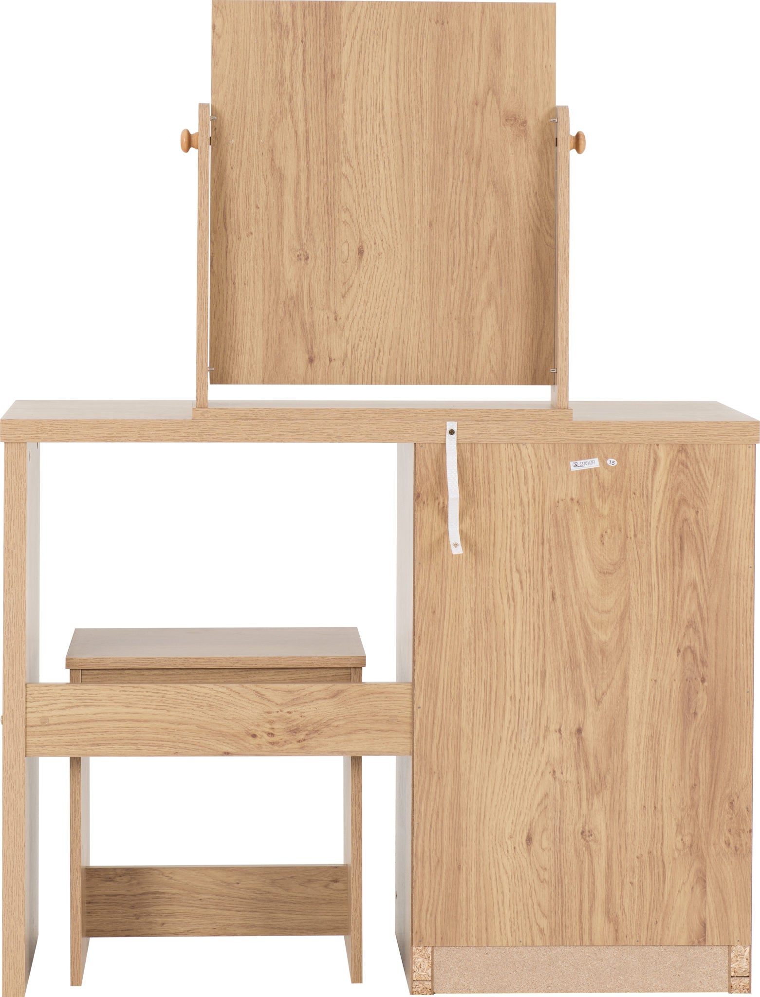 Seville 3 Drawer Dressing Table Set Grey High Gloss/Light Oak Effect Veneer