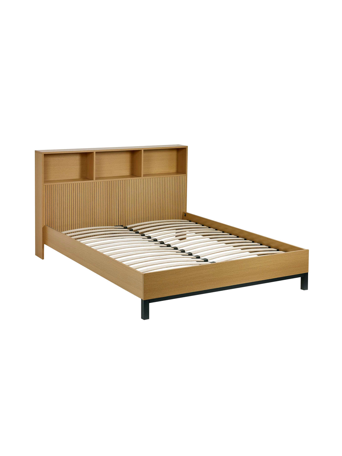 Sia Bookcase Headboard Bed - Light Oak Effect, King