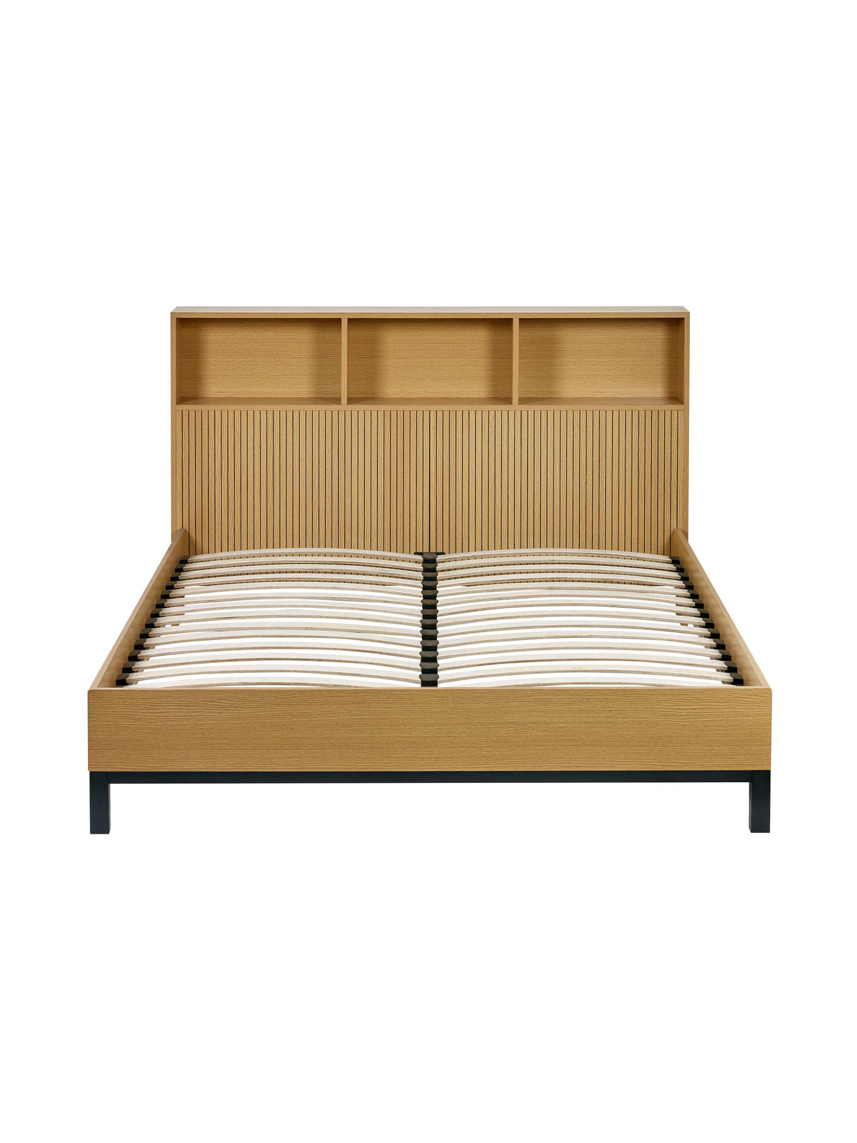 Sia Bookcase Headboard Bed - Light Oak Effect, King