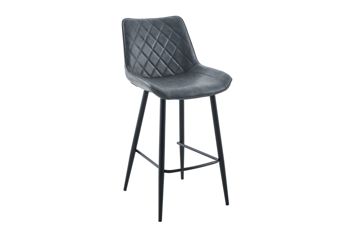 Silvano Bar Stool Charcoal PU - Black Legs