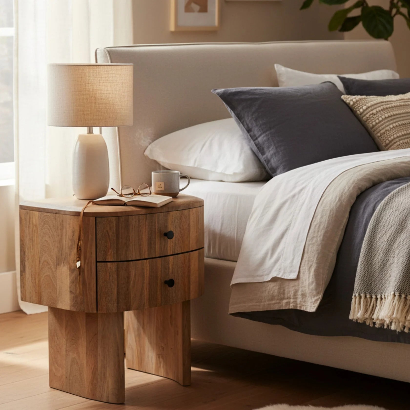 Sindhu Side Table – Solid Mango Wood Natural Finish (PRE-ORDER ONLY)