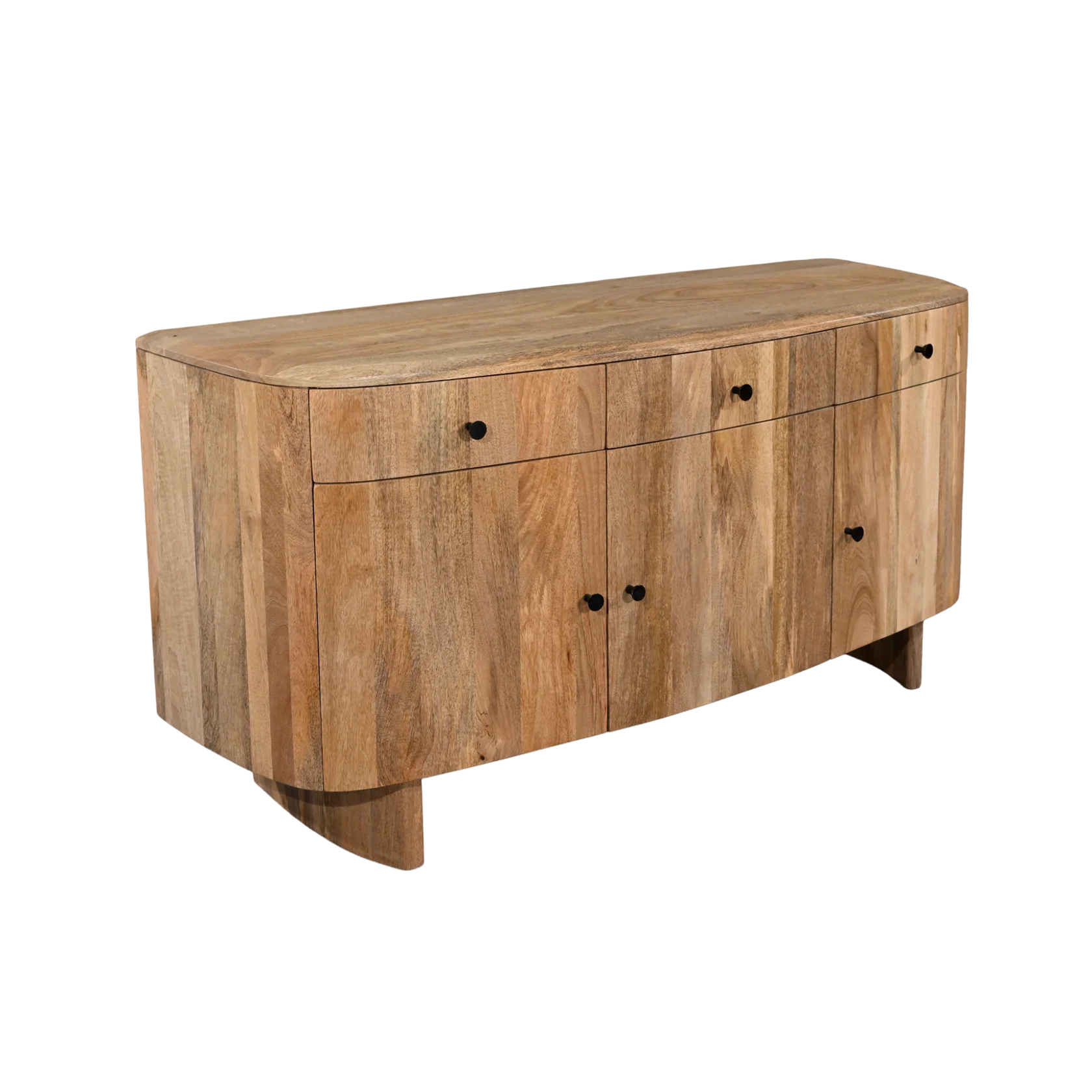 Sindhu 3 Door Sideboard – Solid Mango Wood Natural Finish