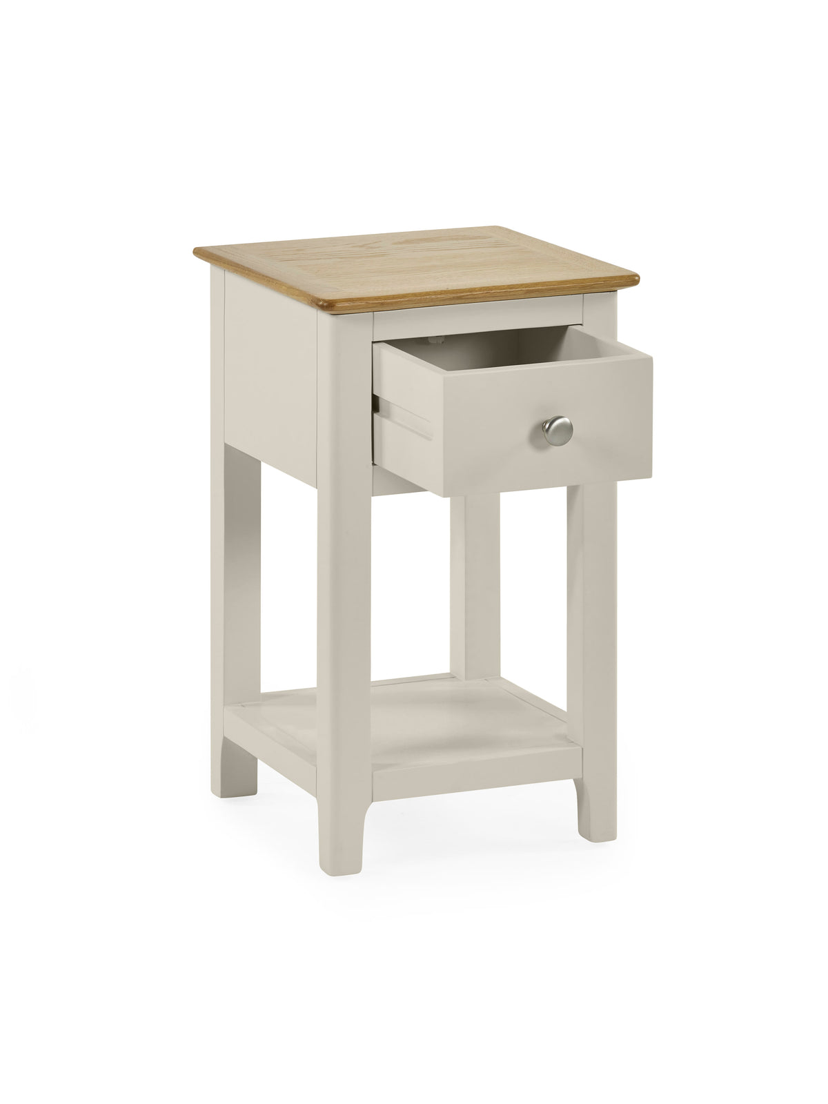 Somerset Truffle Grey and Oak Compact 1 Drawer Bedside Table with Shelf