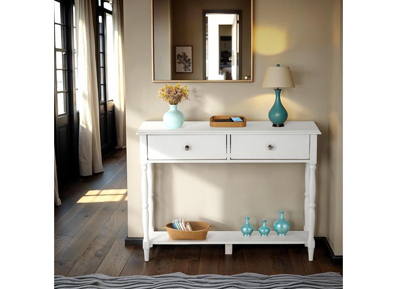 STRATFORD 2 DRAWER CONSOLE TABLE - WHITE