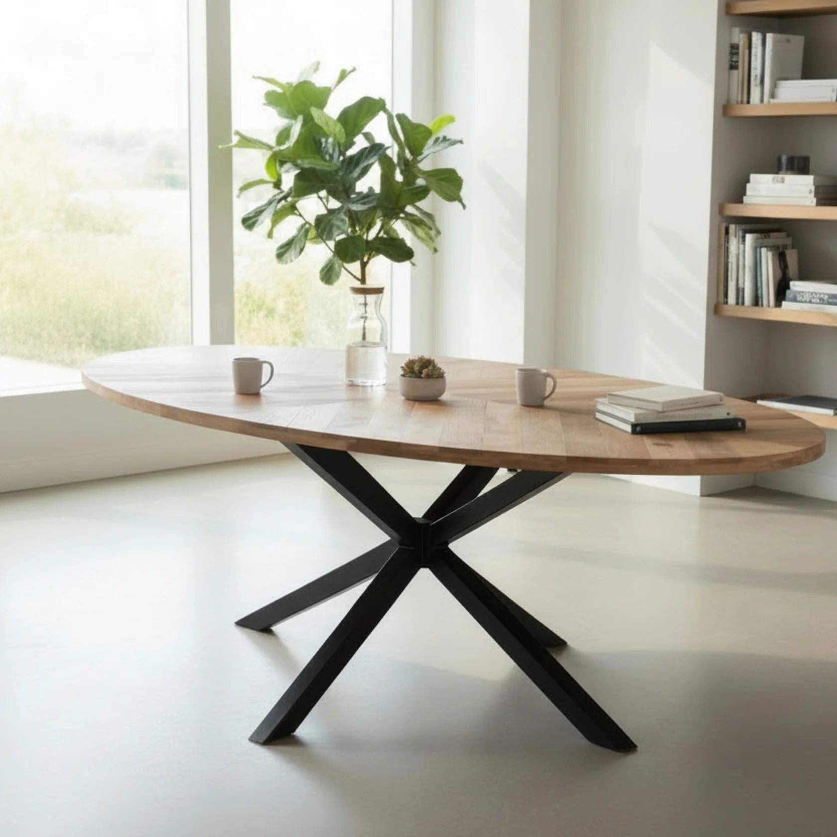 Agra Large Oval Dining Table – Natural Mango Wood