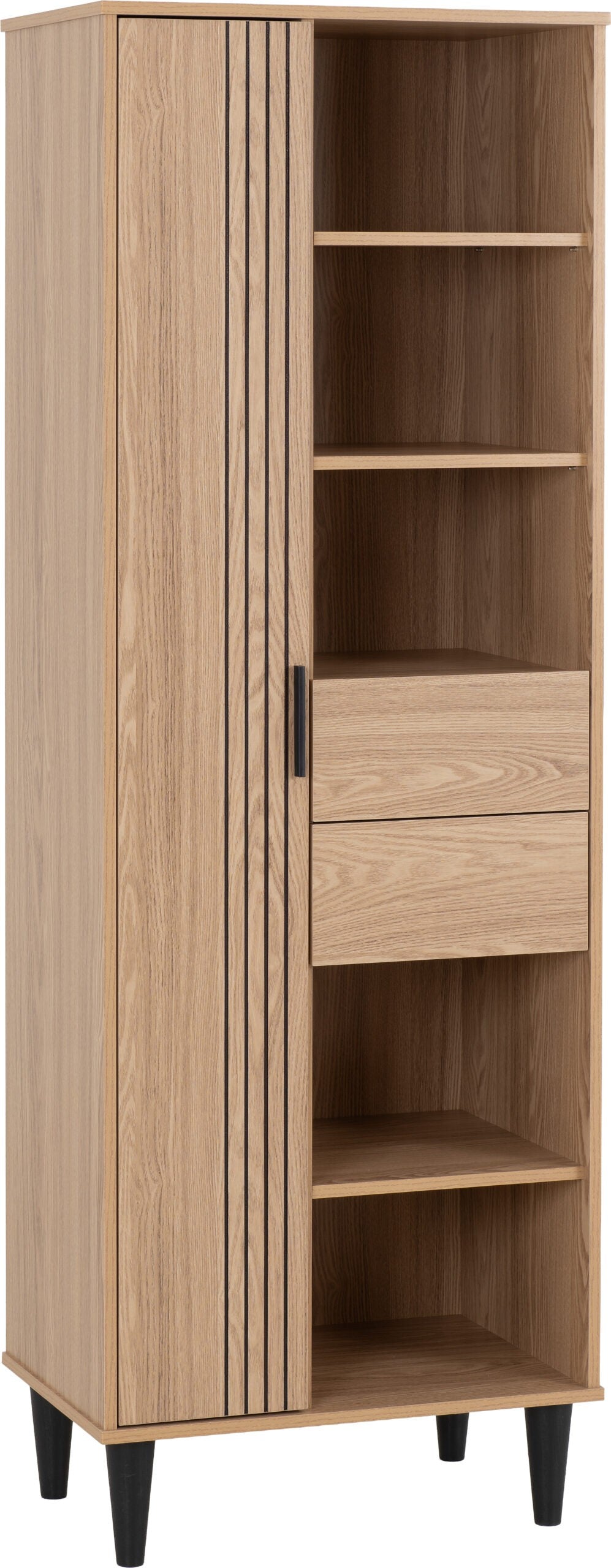 Tessa 1 Door 2 Drawer Bookcase Unit - Natural Oak Effect
