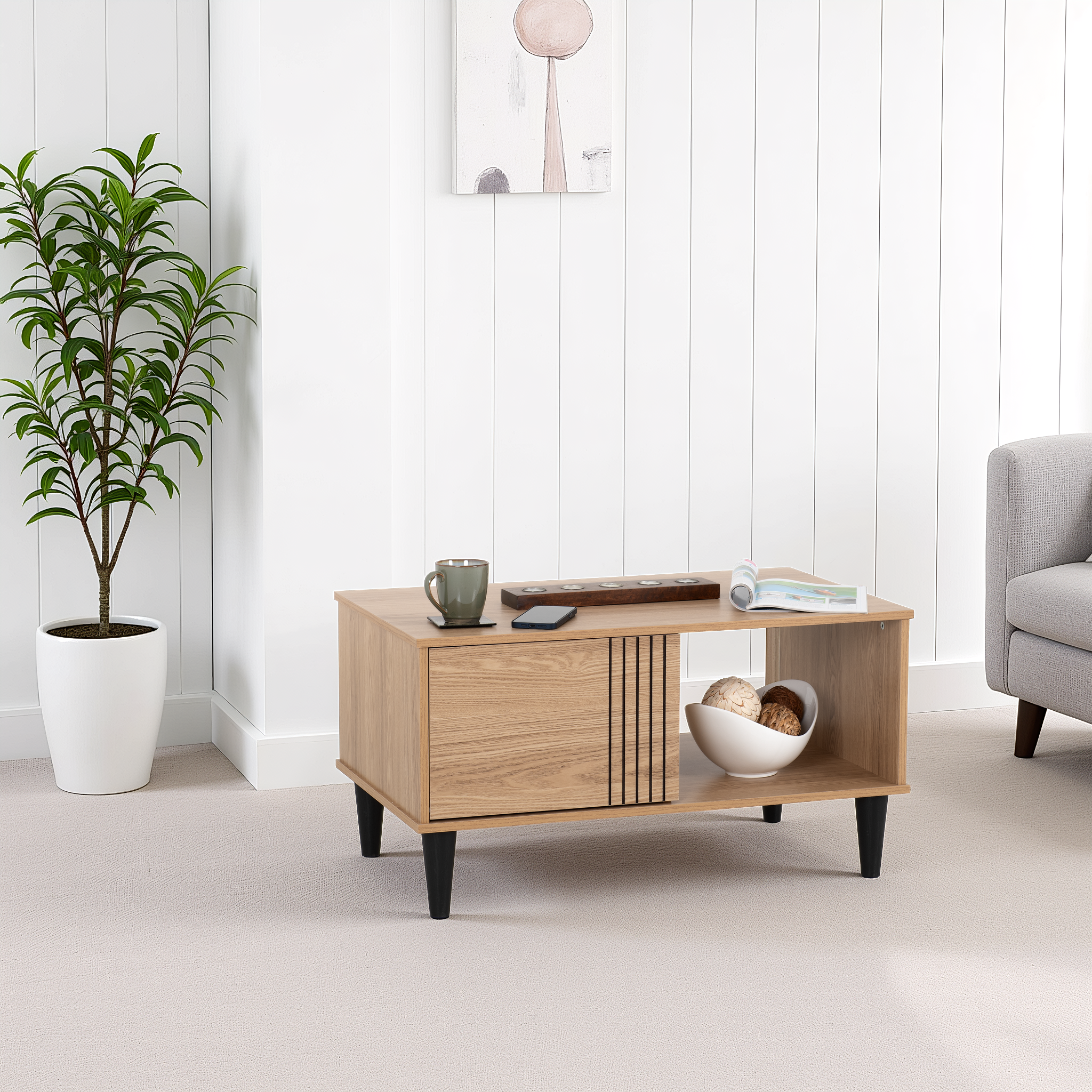 Tessa 1 Door Coffee Table - Natural Oak Effect