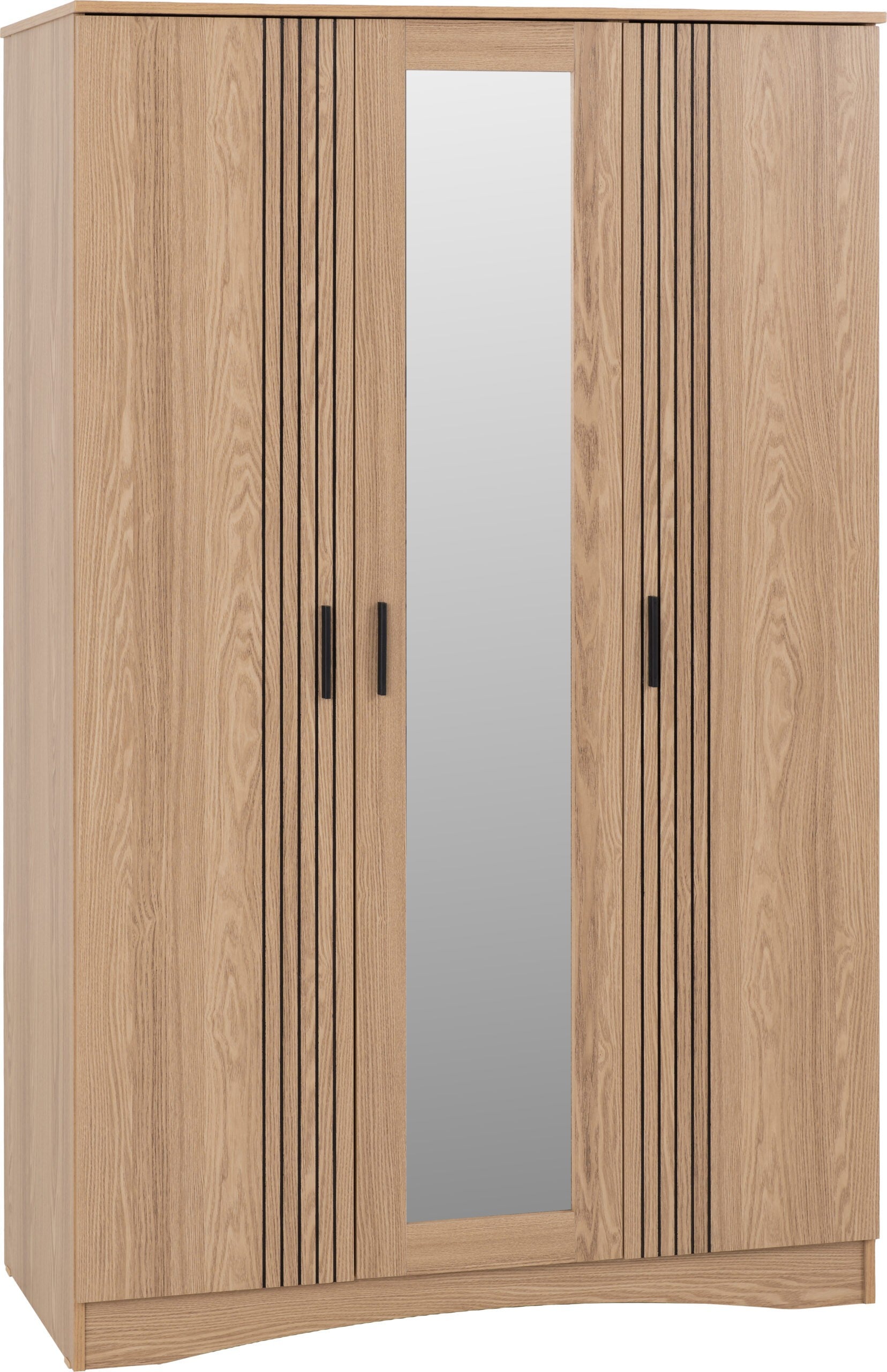 Tessa 3 Door Mirrored Wardrobe - Natural Oak Effect