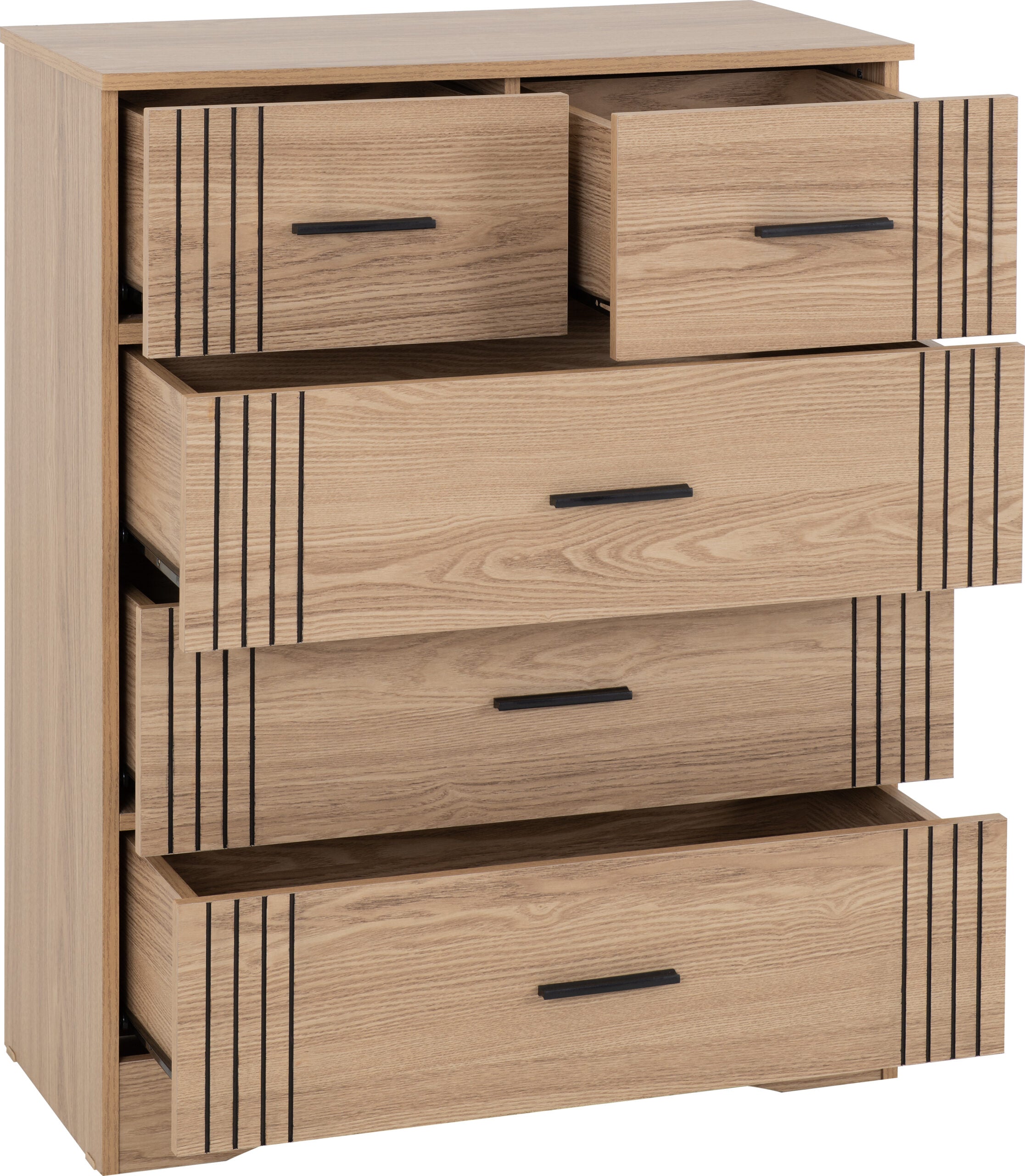 Tessa 3+2 Drawer Chest - Natural Oak Effect