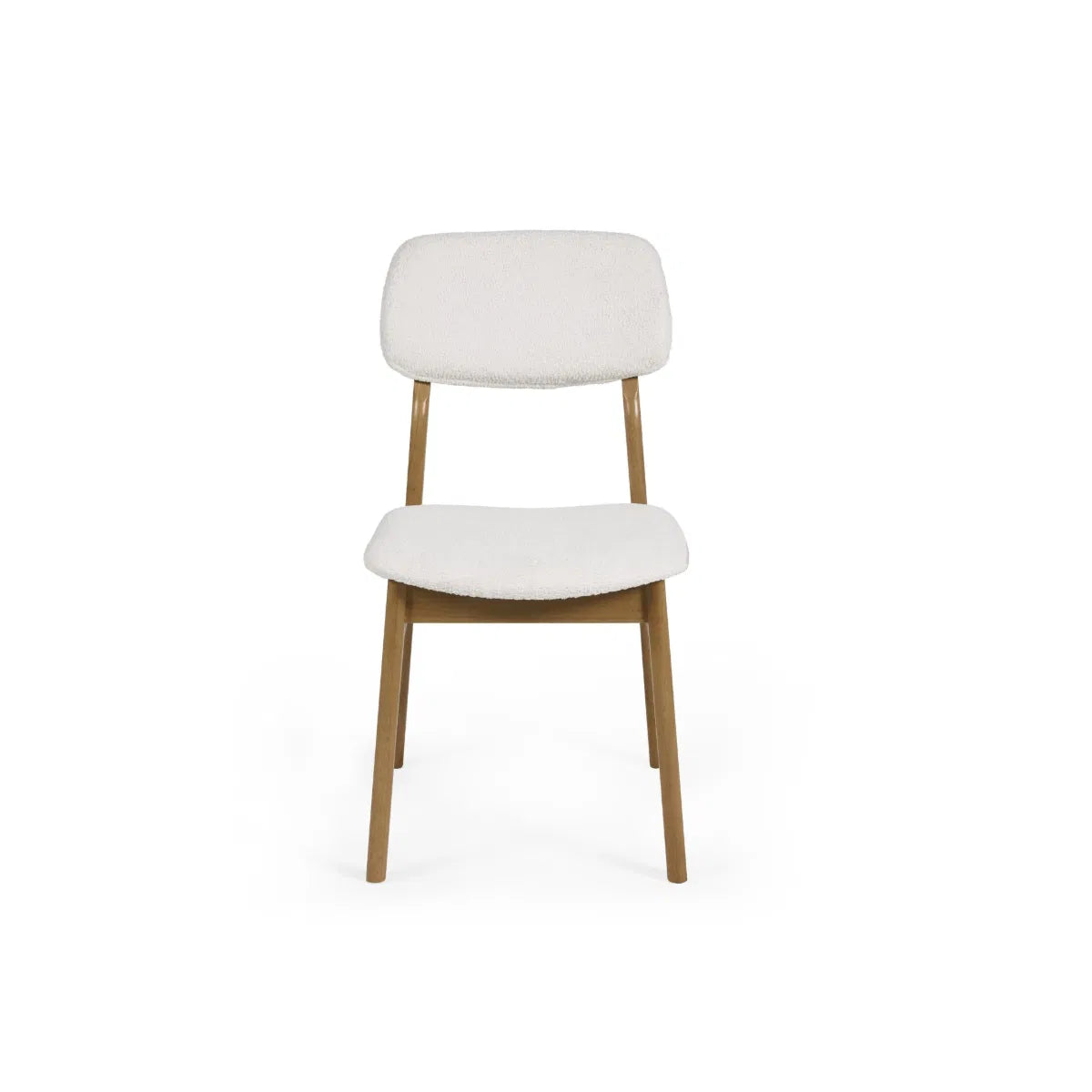 Theia Set of 2 Dining Chairs – White Boucle Upholstered with Oak Legs