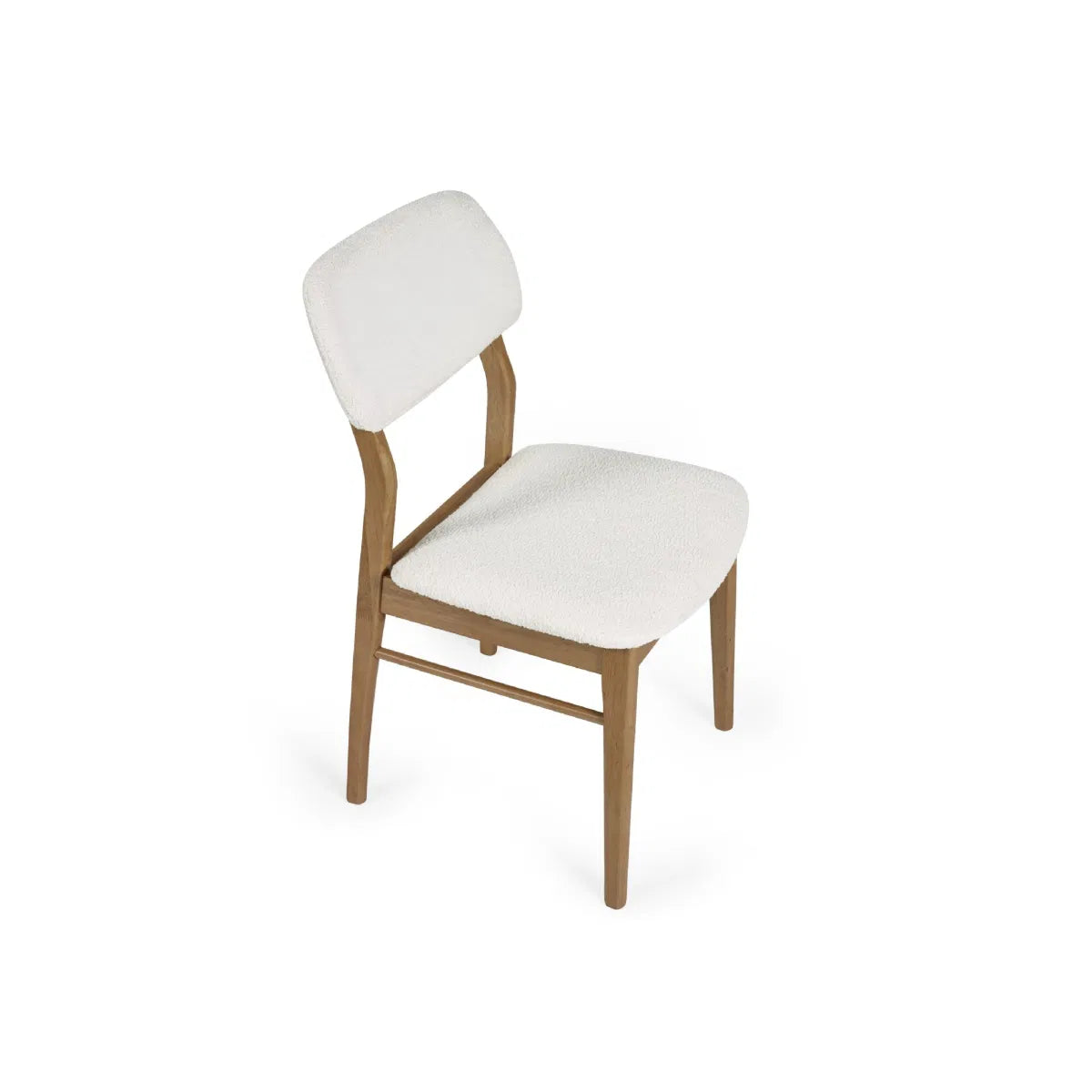 Theia Set of 2 Dining Chairs – White Boucle Upholstered with Oak Legs