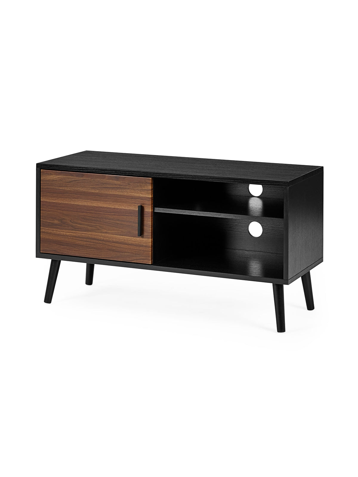Trent Walnut and Black Small TV Stand Up to 43"