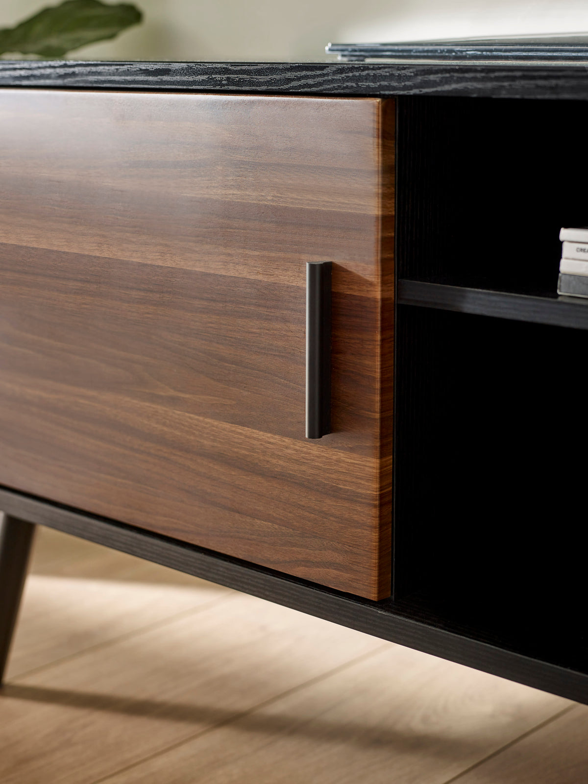 Trent Walnut and Black Small TV Stand Up to 43"