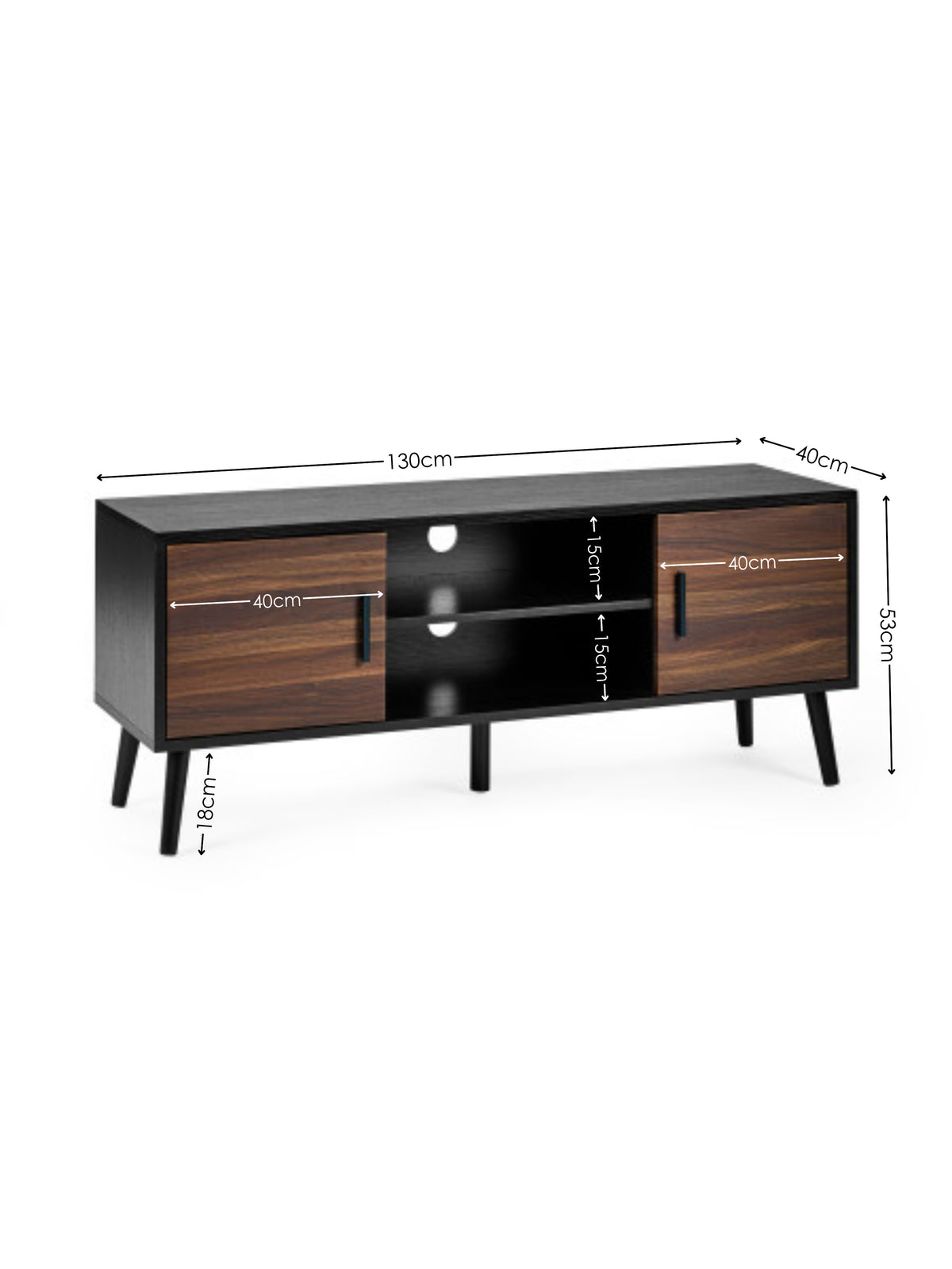 Trent Walnut and Black Large TV Stand Up to 55"