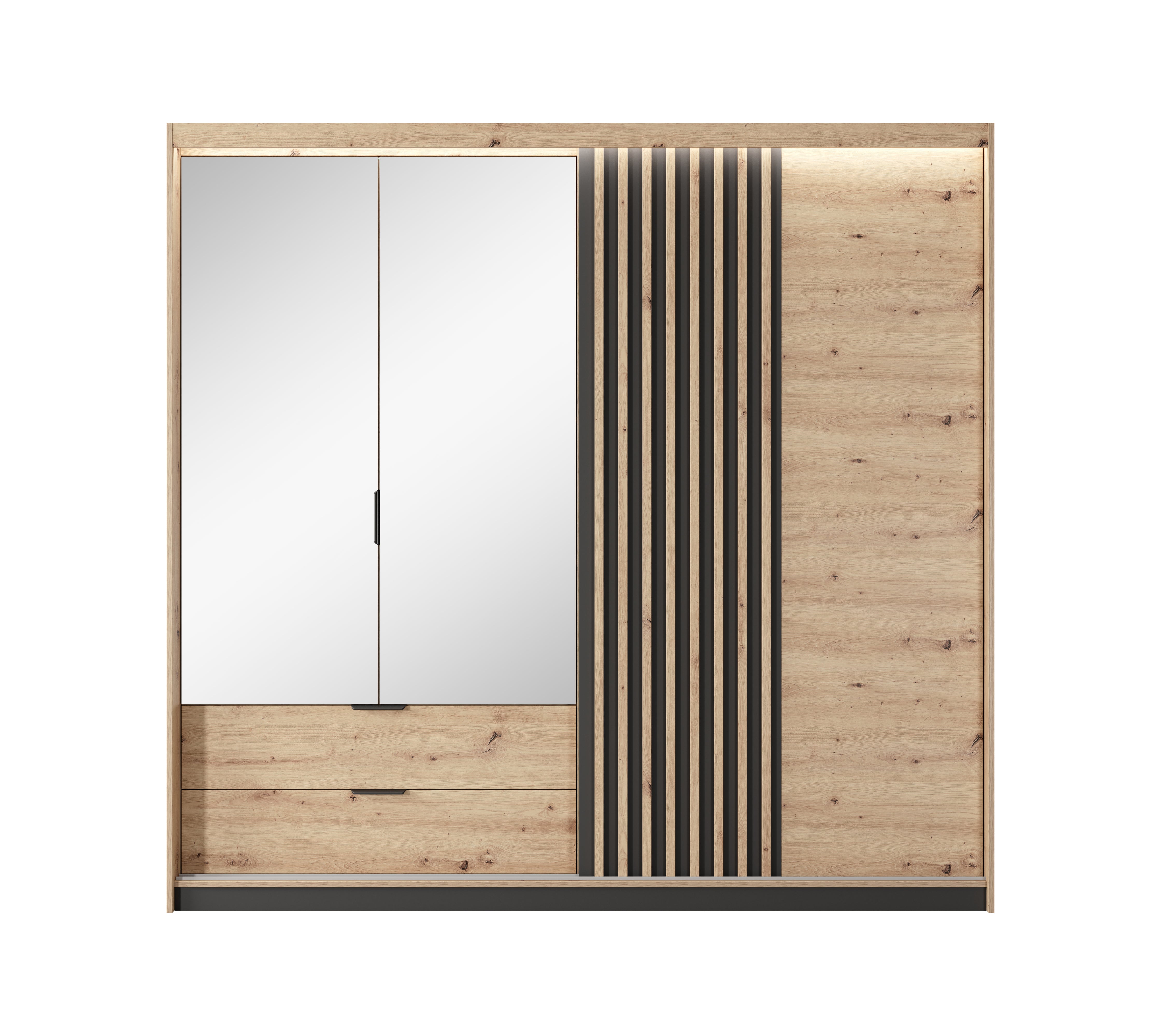 Tally 2.2m Wardrobe – Artisan Oak with LED Lighting