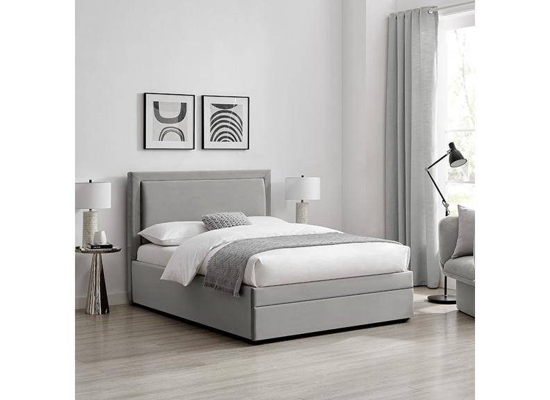 Humboldt Grey Velvet Bed - room