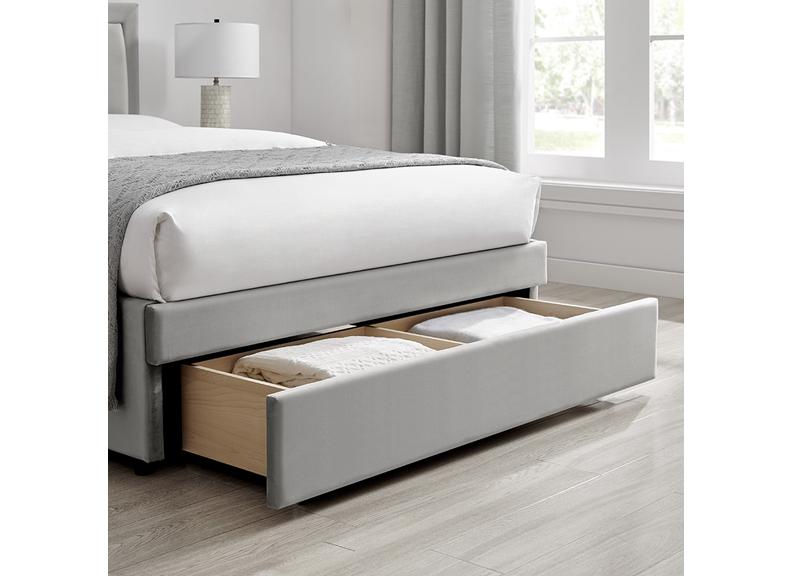 Humboldt Grey Velvet Bed - drawer