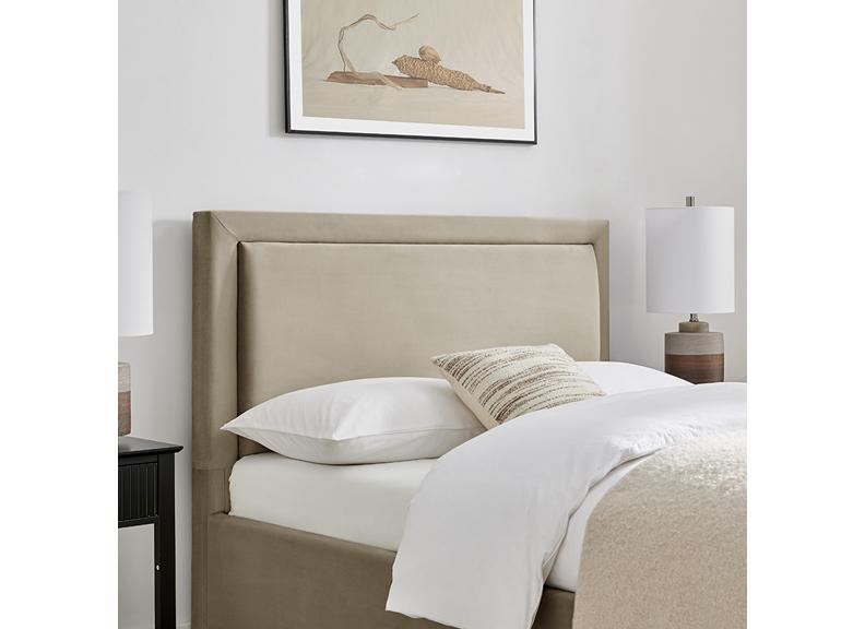 Humboldt Taupe Velvet Bed - headboard