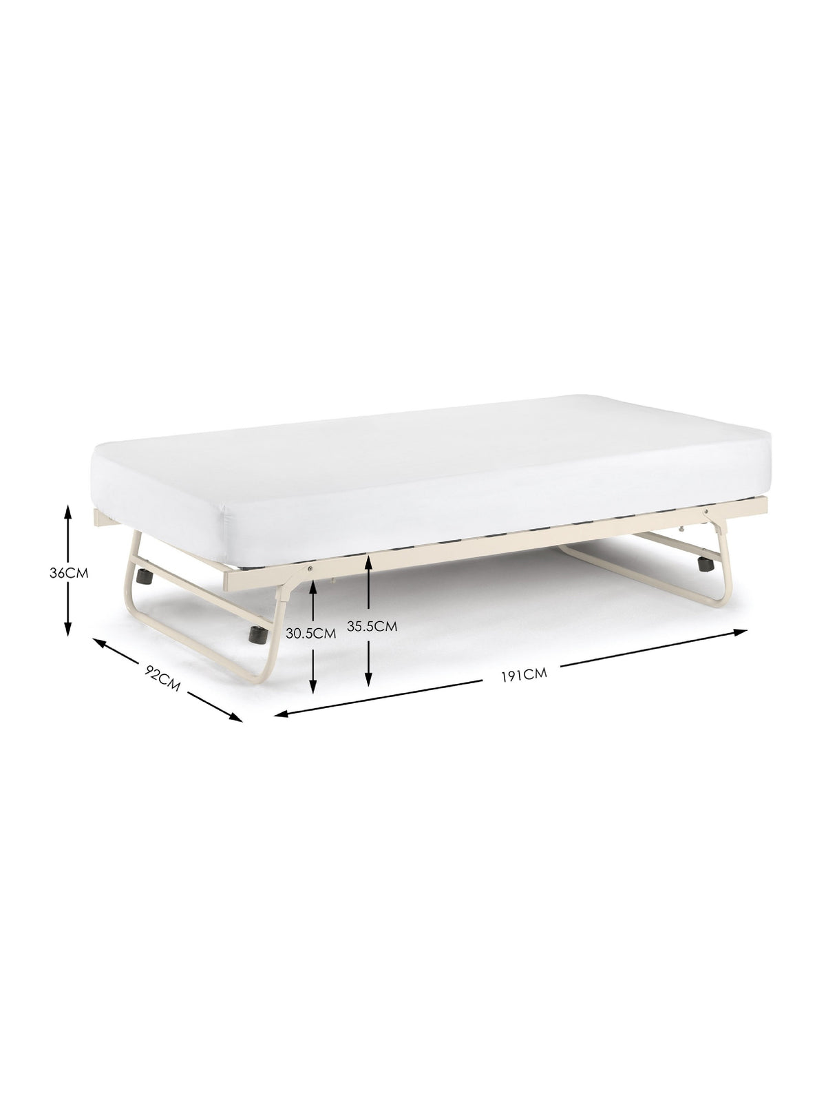 Versailles 90cm Single Ivory Underbed Trundle