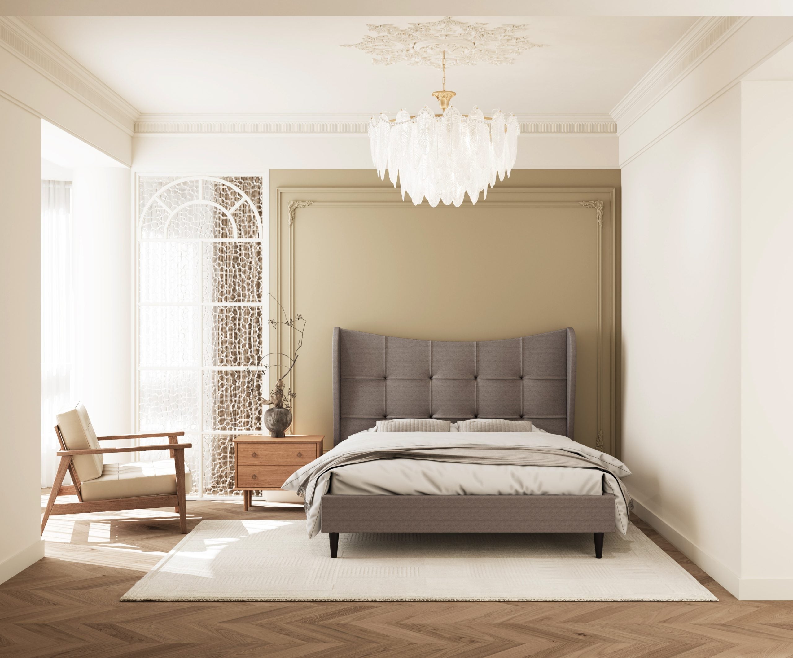 Verona 5' Bed – Brown Fabric with Padded Headboard