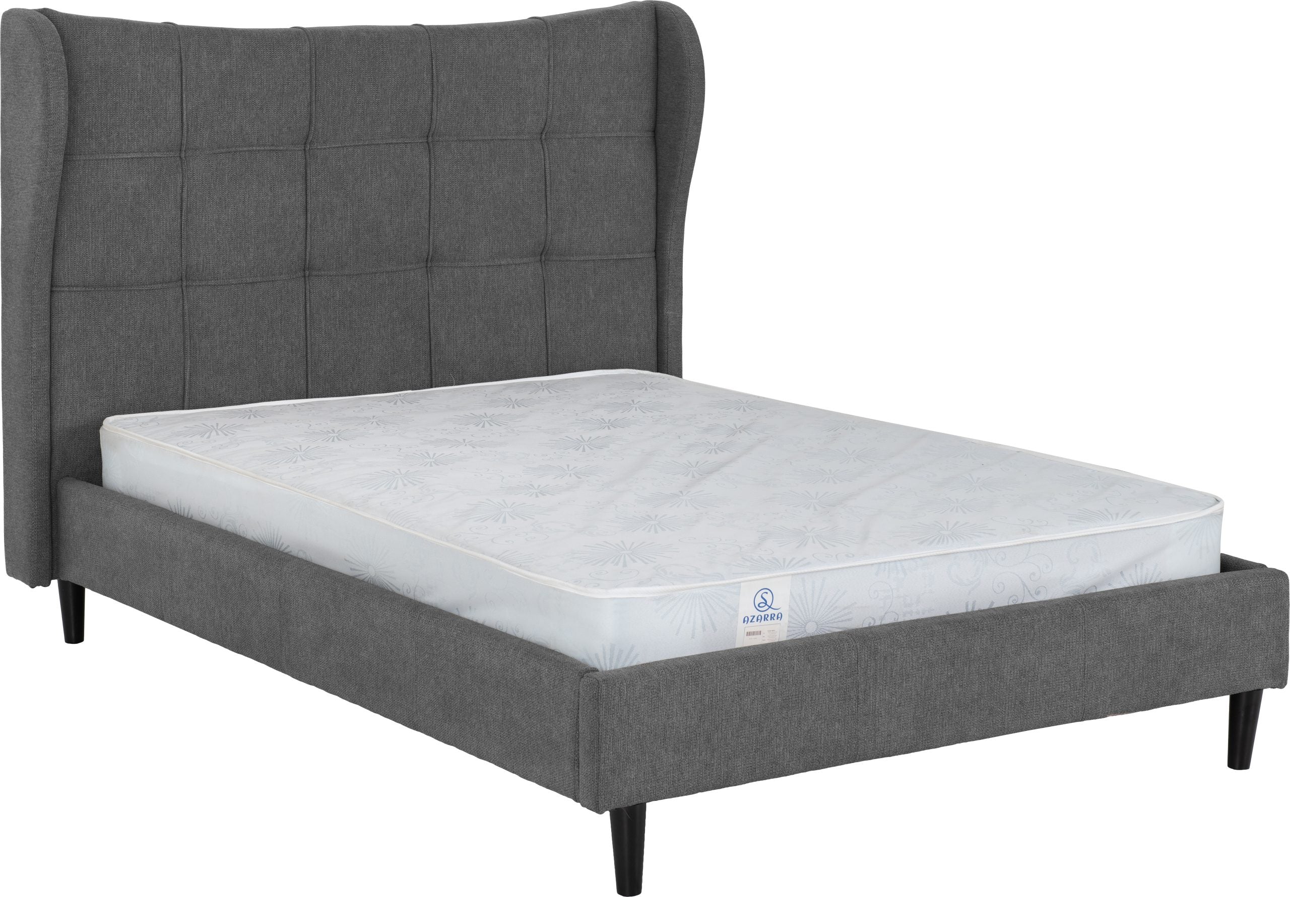 Verona 4'6" Bed – Grey Fabric with Padded Headboard